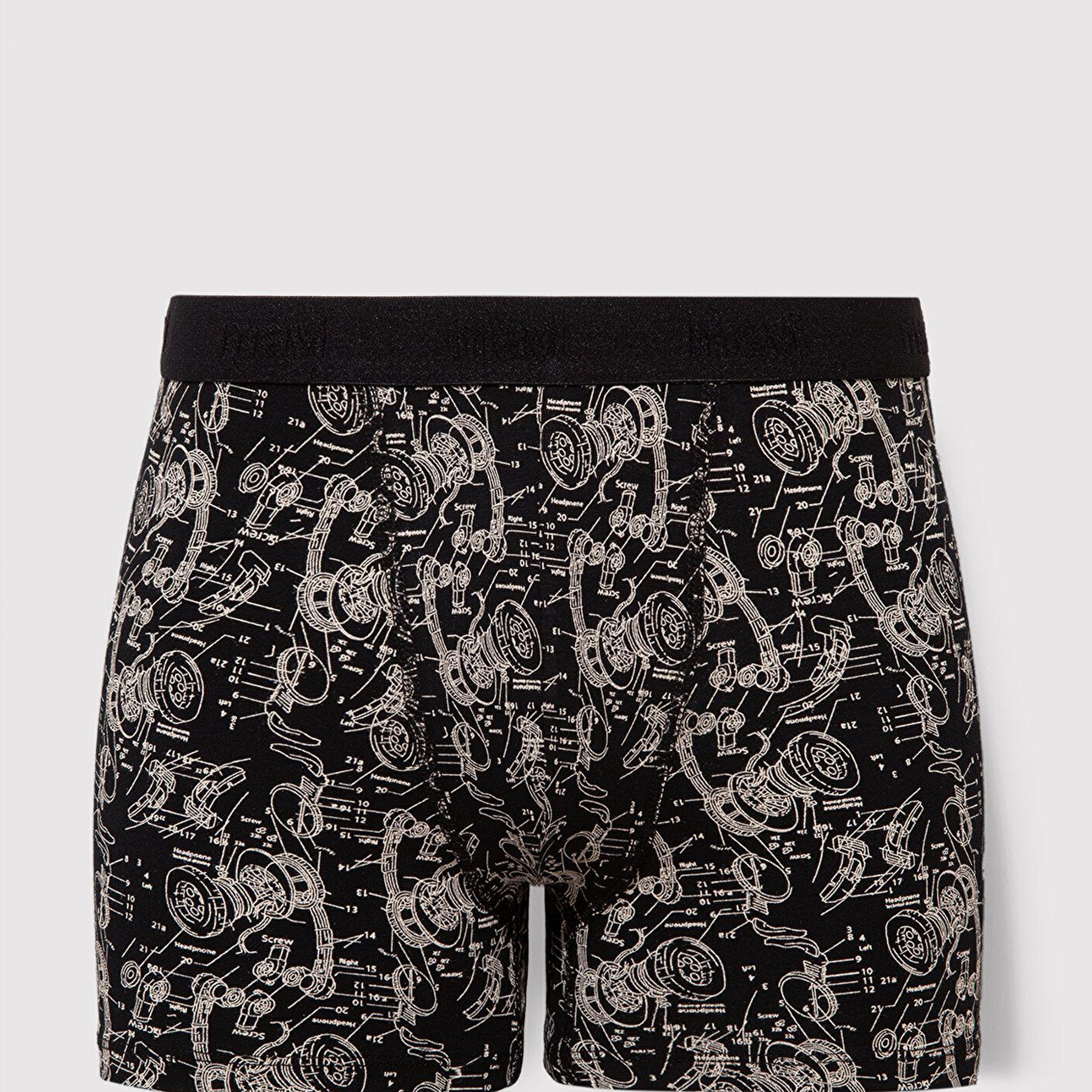 Mavi Grafik Baskılı Siyah Boxer 092070-900