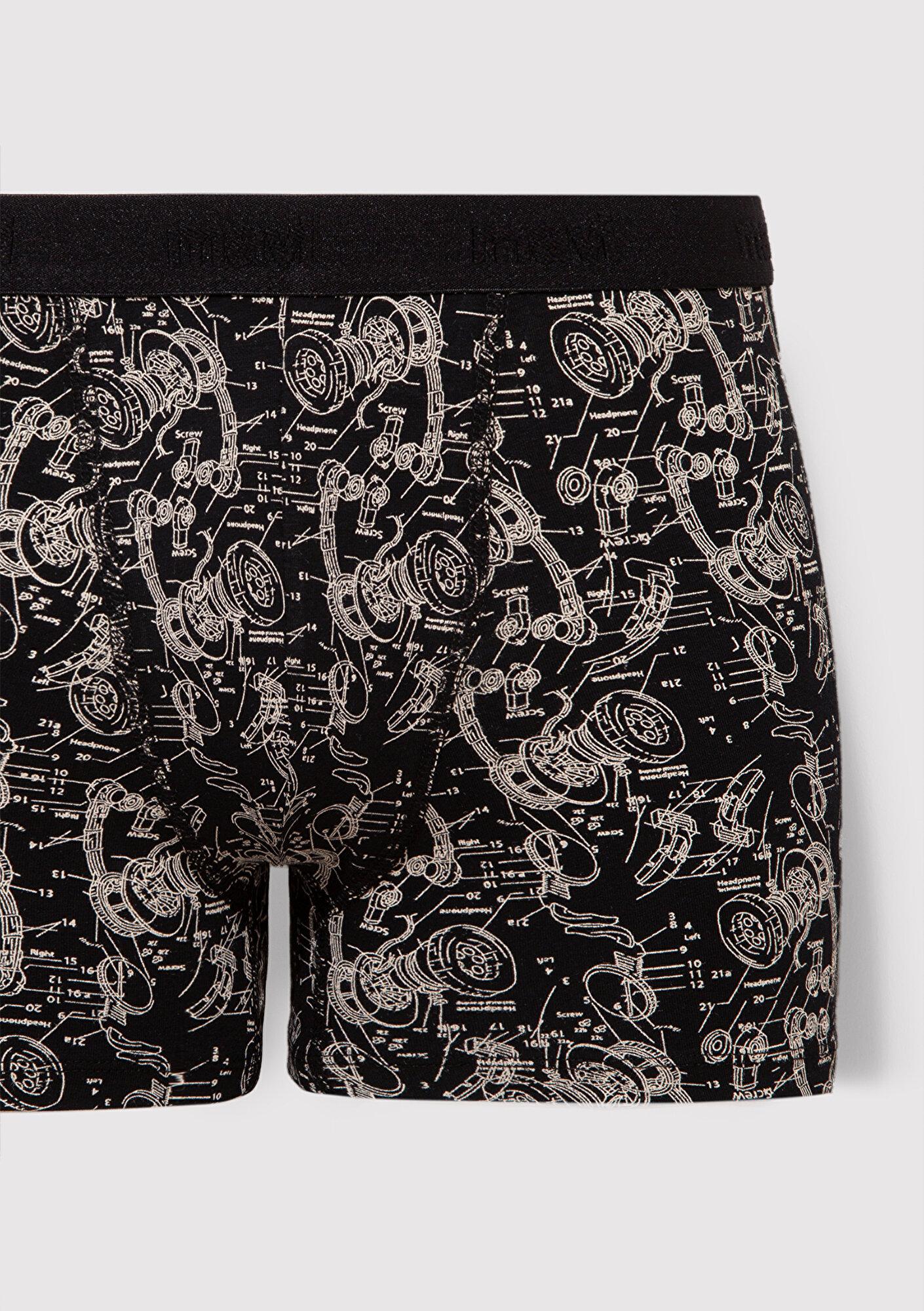 Mavi Grafik Baskılı Siyah Boxer 092070-900