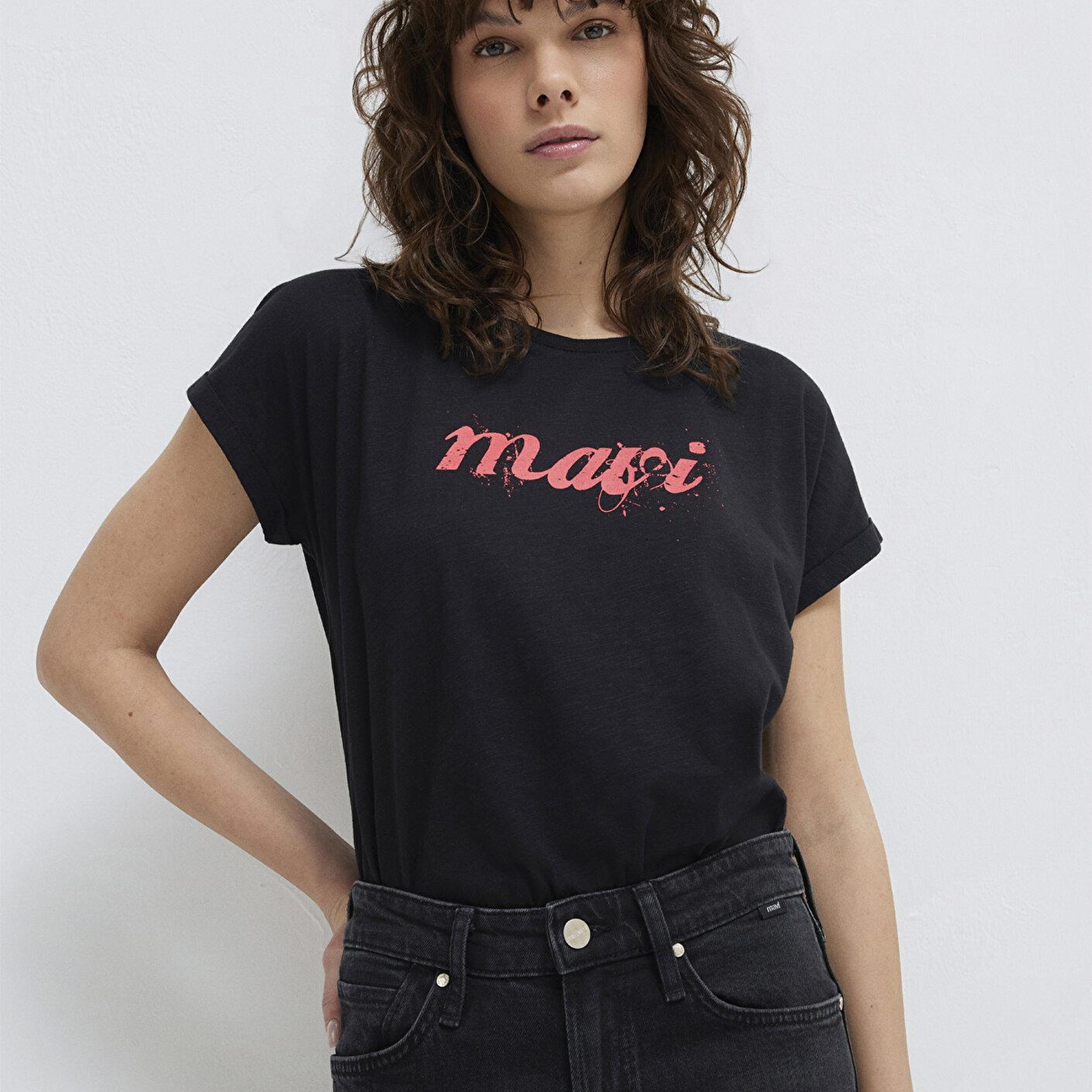 Mavi Mavi Logo Baskılı Siyah Tişört Loose Fit / Bol Rahat Kesim 166422-900
