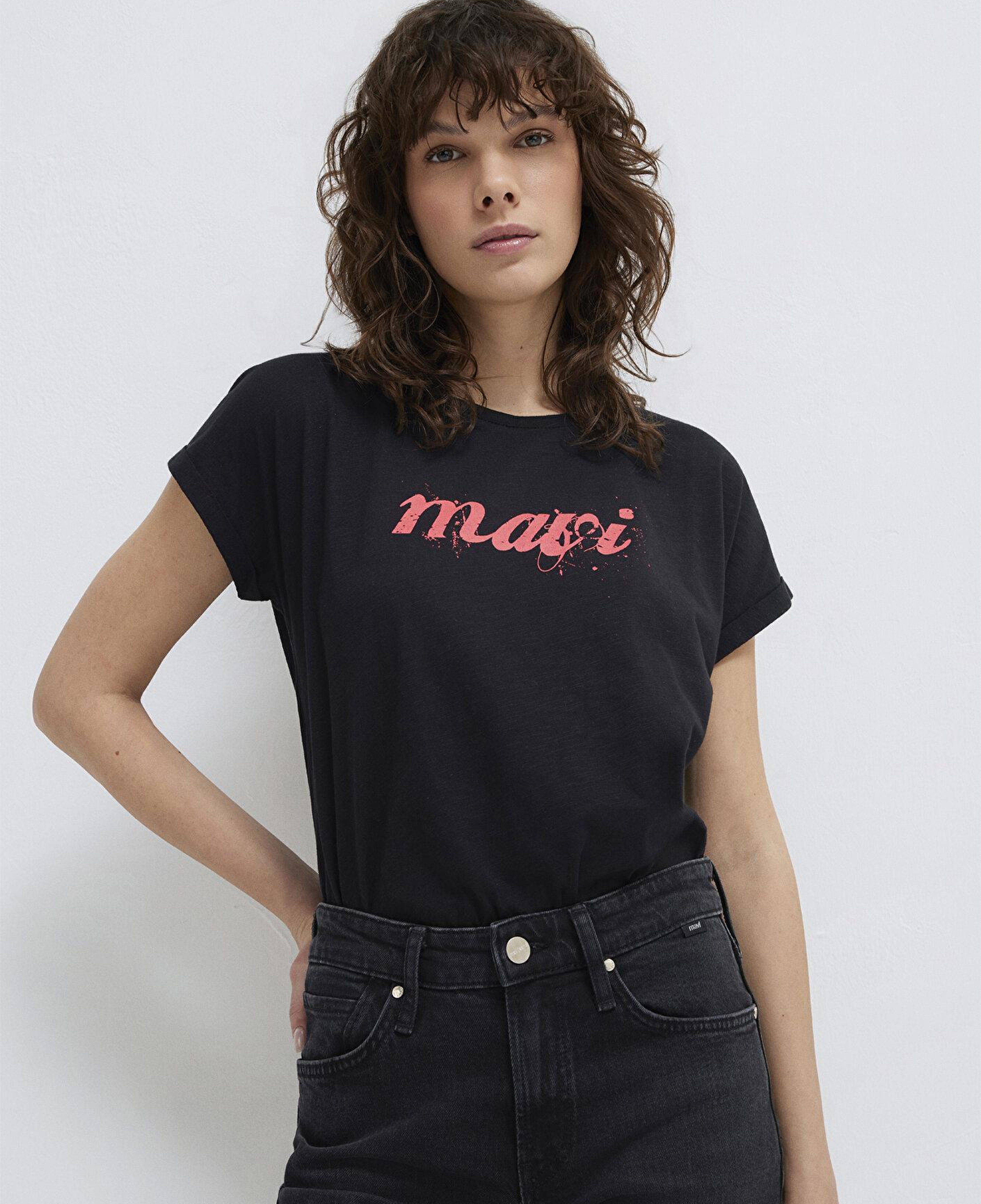 Mavi Mavi Logo Baskılı Siyah Tişört Loose Fit / Bol Rahat Kesim 166422-900