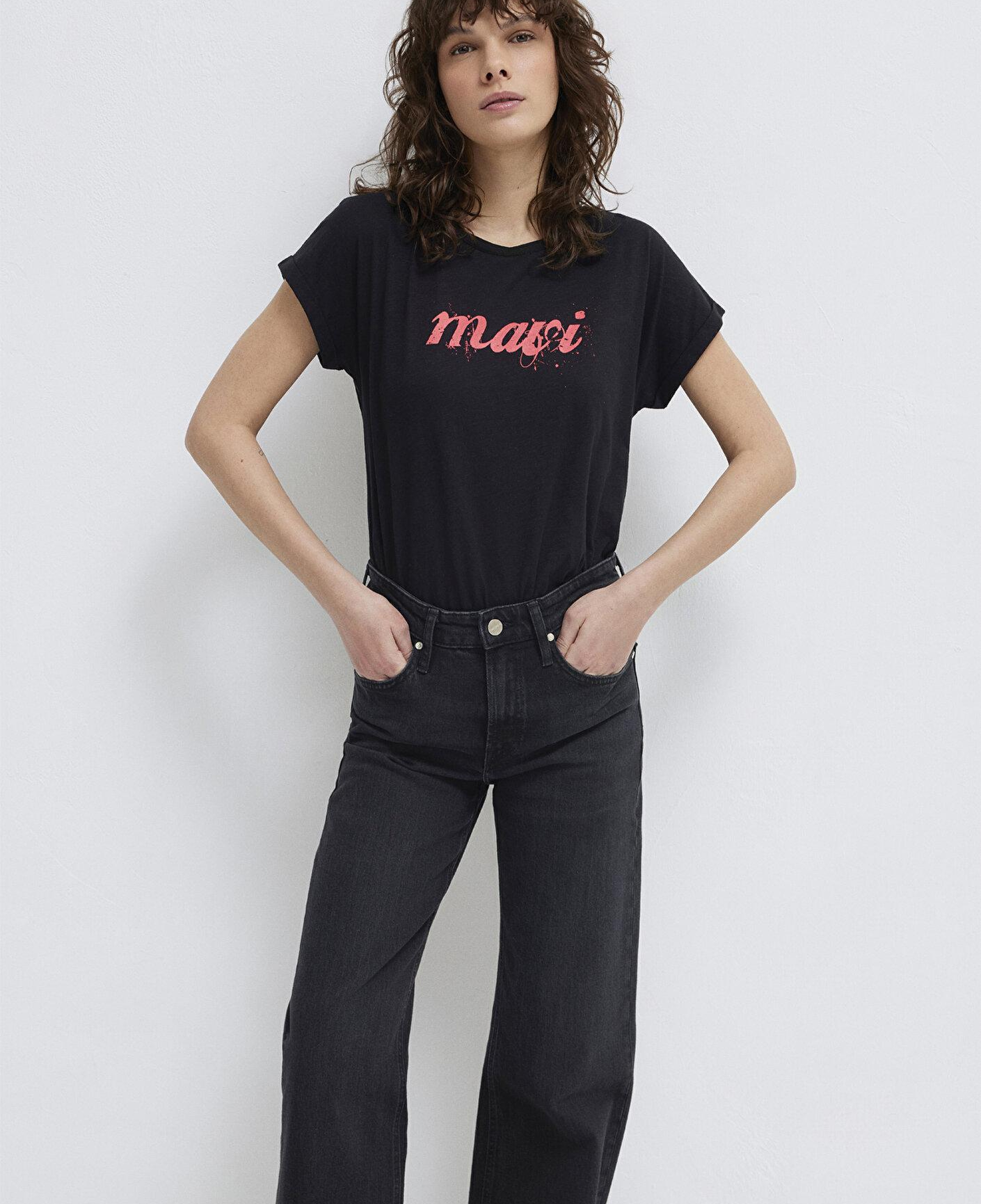 Mavi Mavi Logo Baskılı Siyah Tişört Loose Fit / Bol Rahat Kesim 166422-900