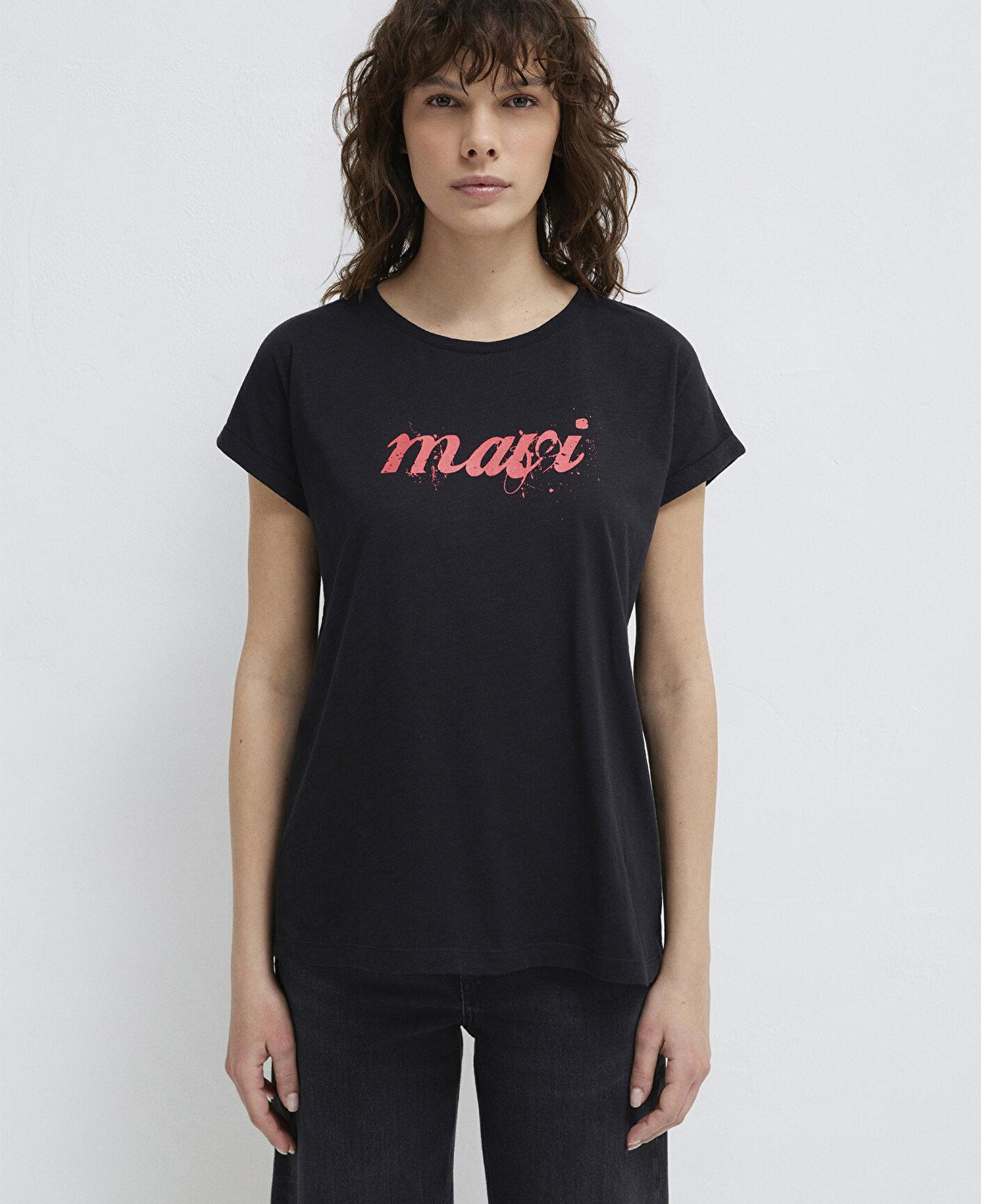 Mavi Mavi Logo Baskılı Siyah Tişört Loose Fit / Bol Rahat Kesim 166422-900