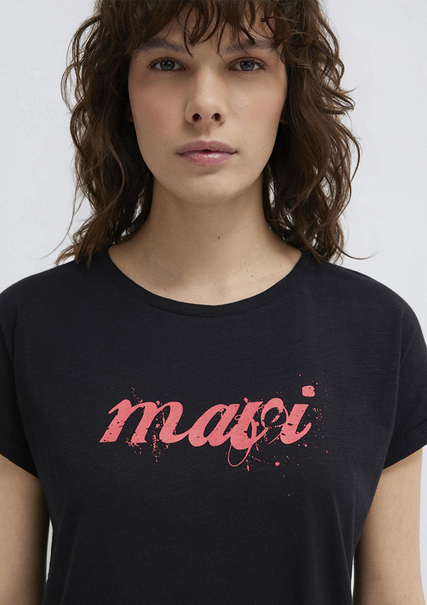 Mavi Mavi Logo Baskılı Siyah Tişört Loose Fit / Bol Rahat Kesim 166422-900