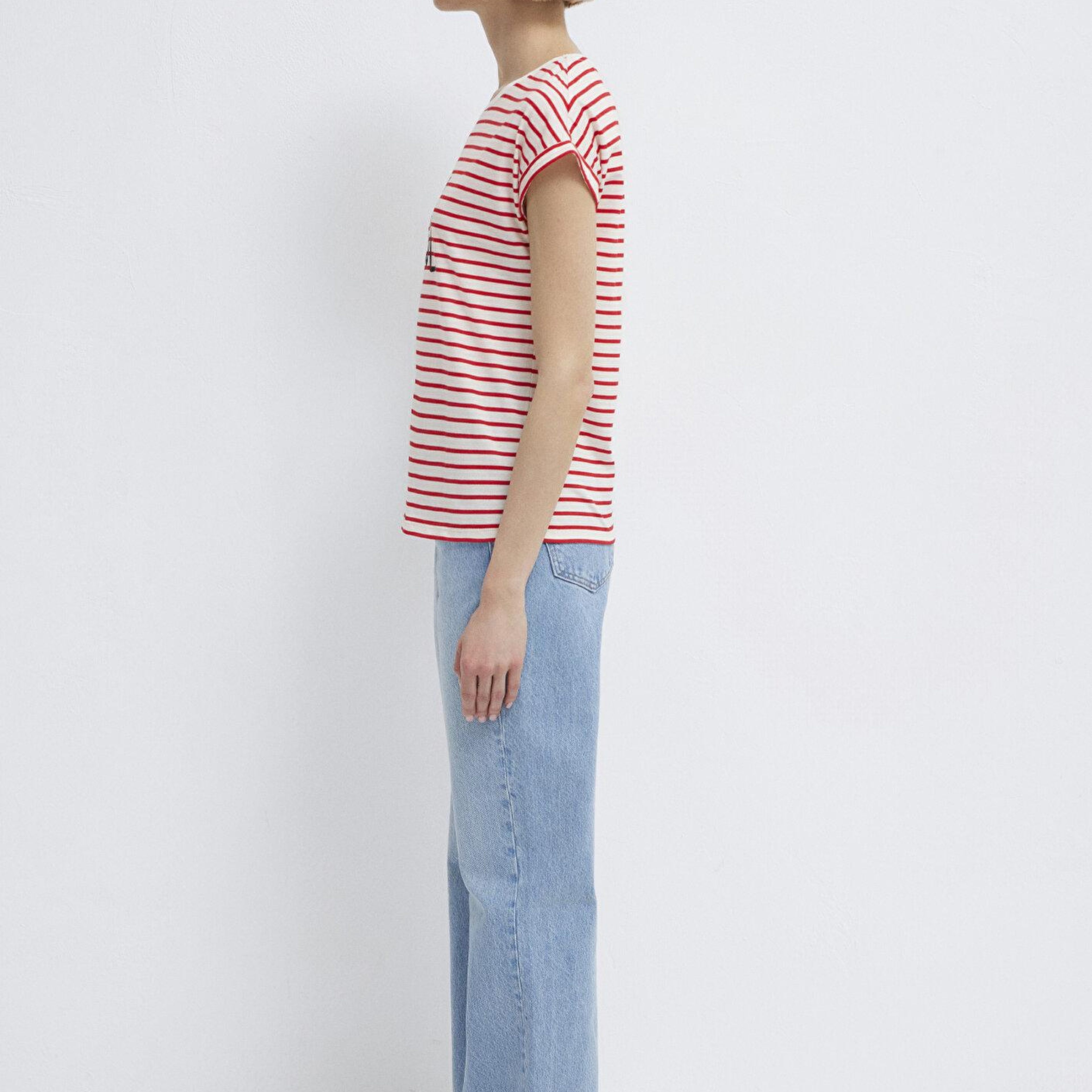 Mavi Love You Baskılı Çizgili Istanbul Tişört Regular Fit / Normal Kesim 167986-26829