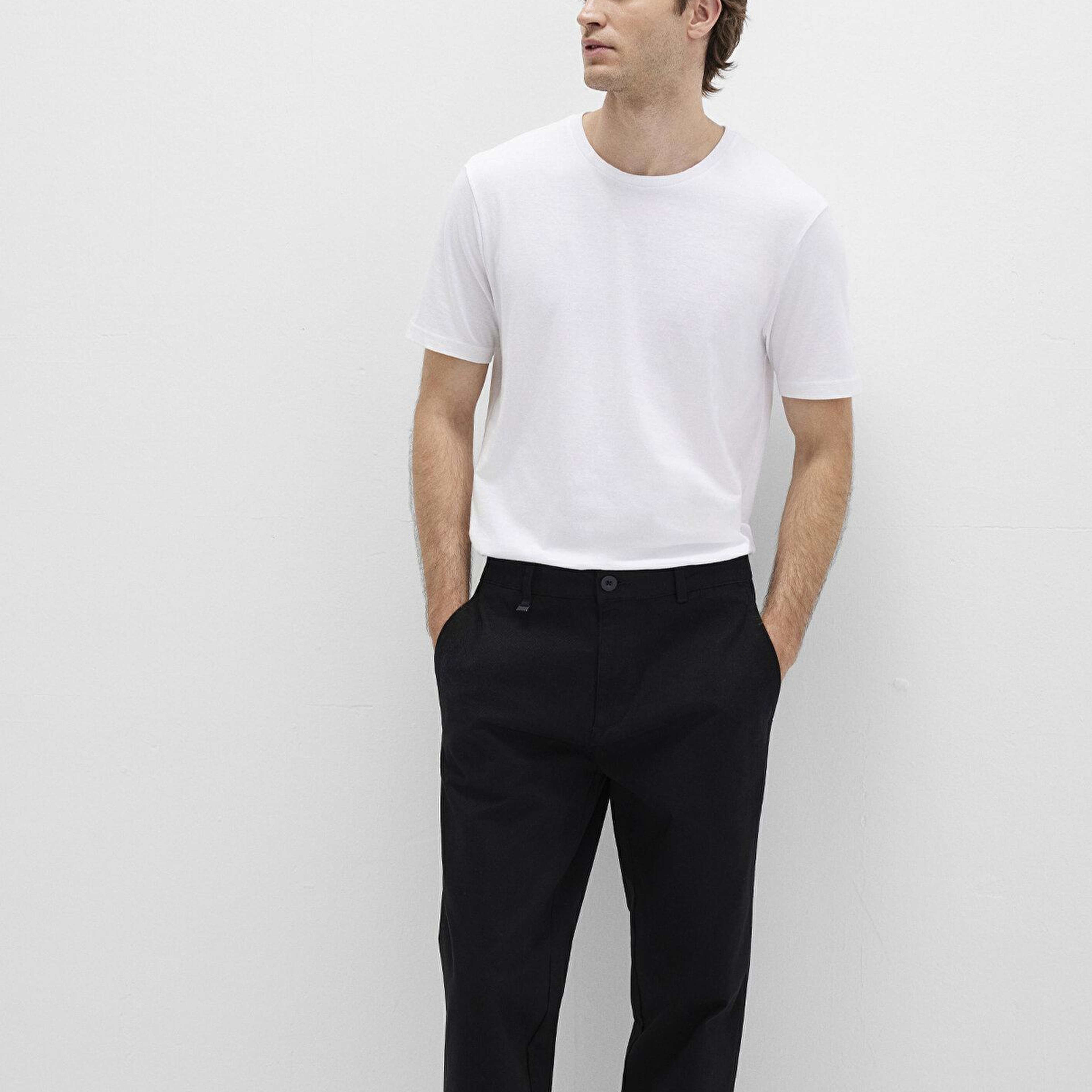 Mavi Beyaz Basic Tişört Slim Fit / Dar Kesim 065574-620