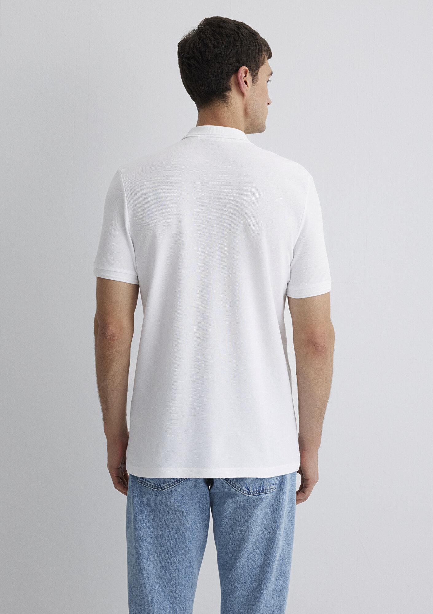 Mavi Beyaz Polo Tişört Slim Fit / Dar Kesim 064946-27879
