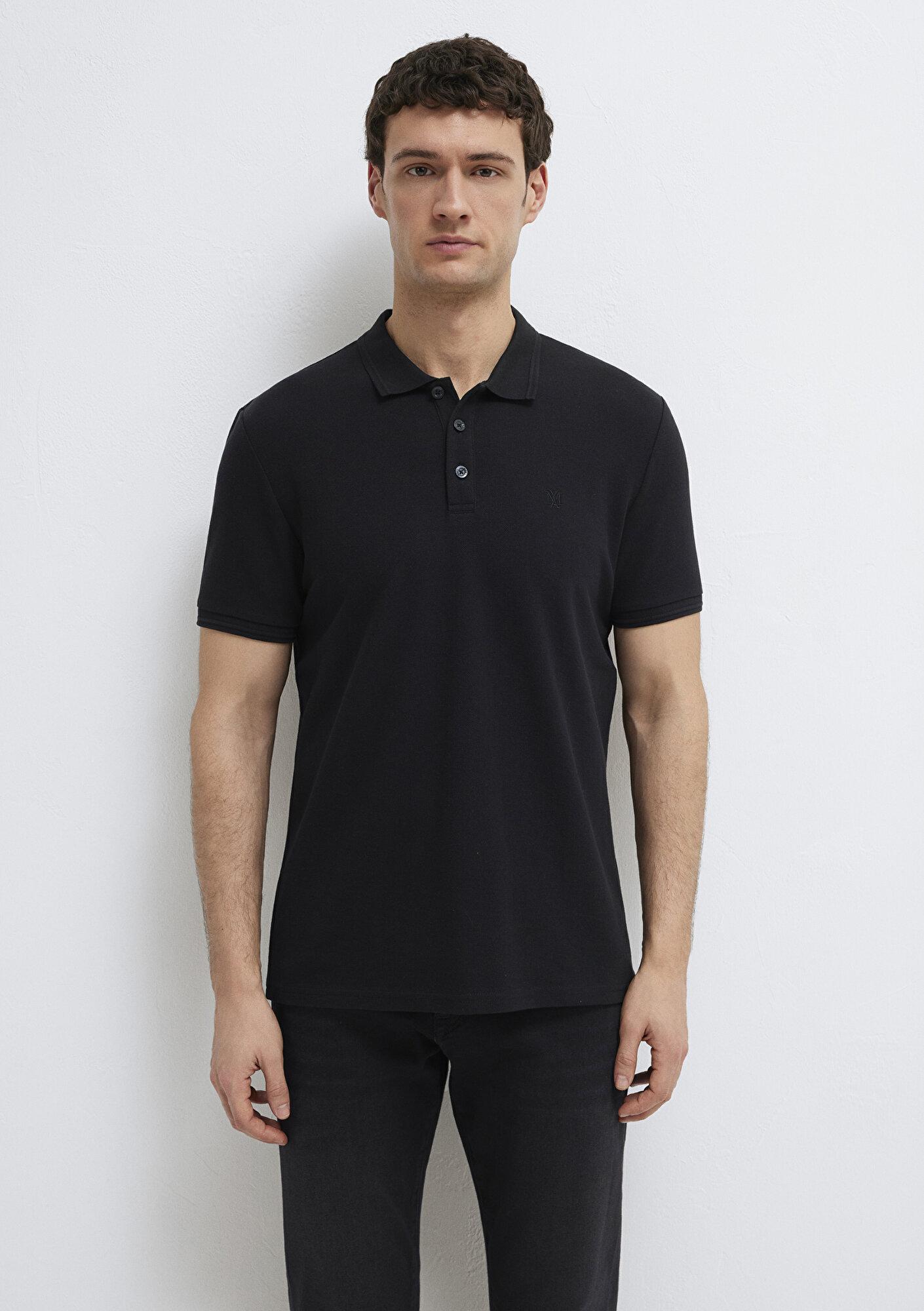 Mavi Siyah Polo Tişört Slim Fit / Dar Kesim 064946-21842