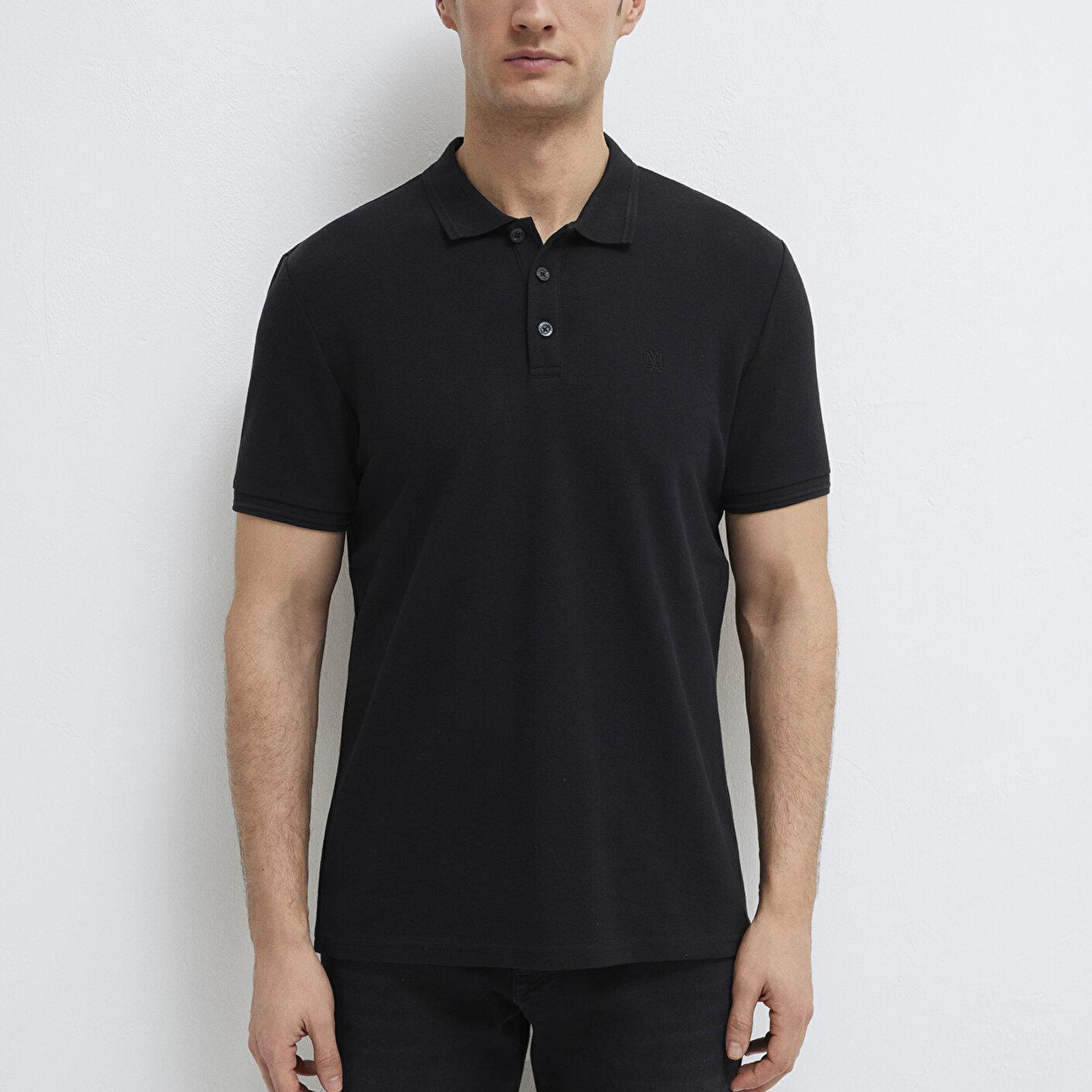 Mavi Siyah Polo Tişört Slim Fit / Dar Kesim 064946-21842