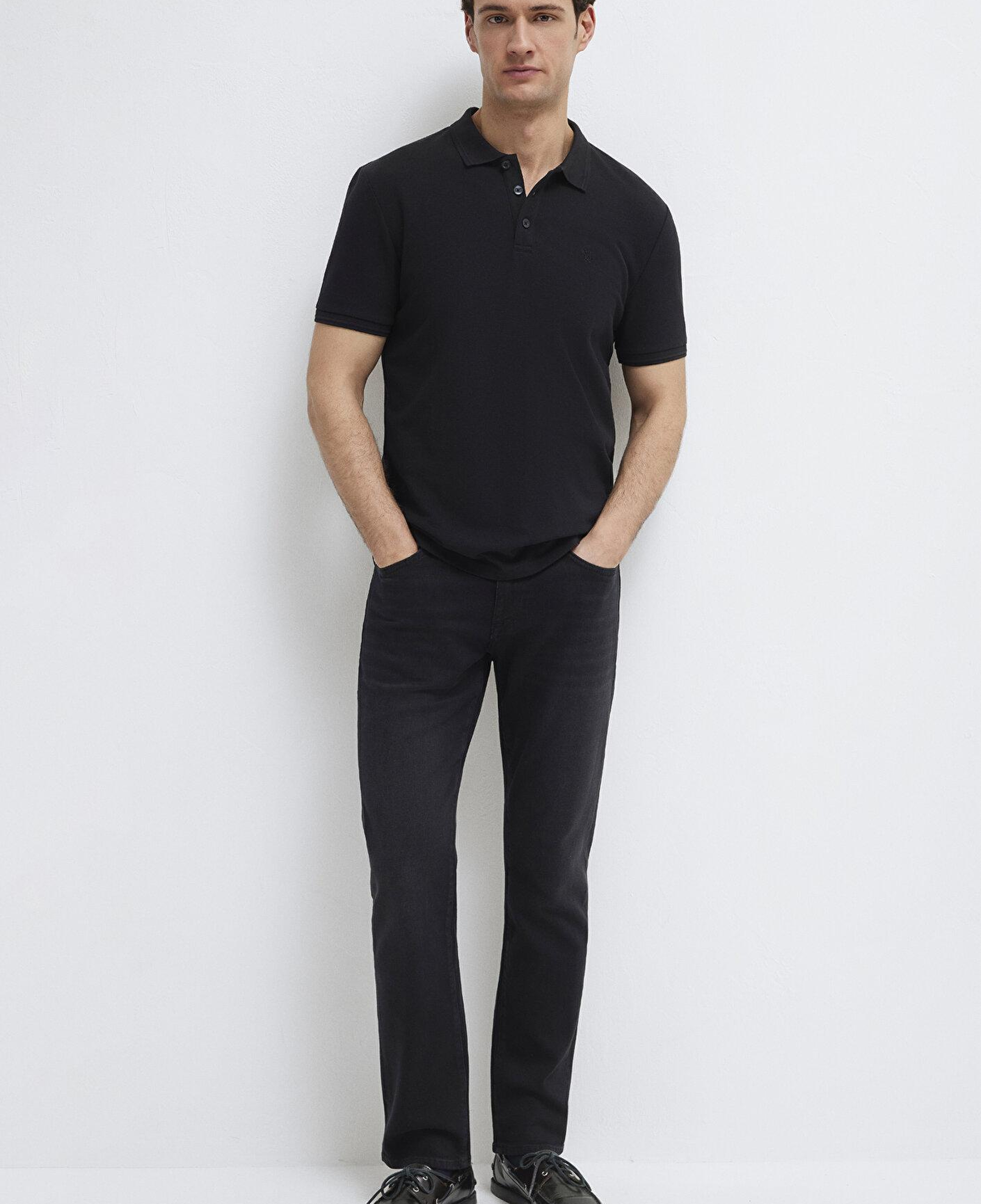 Mavi Siyah Polo Tişört Slim Fit / Dar Kesim 064946-21842