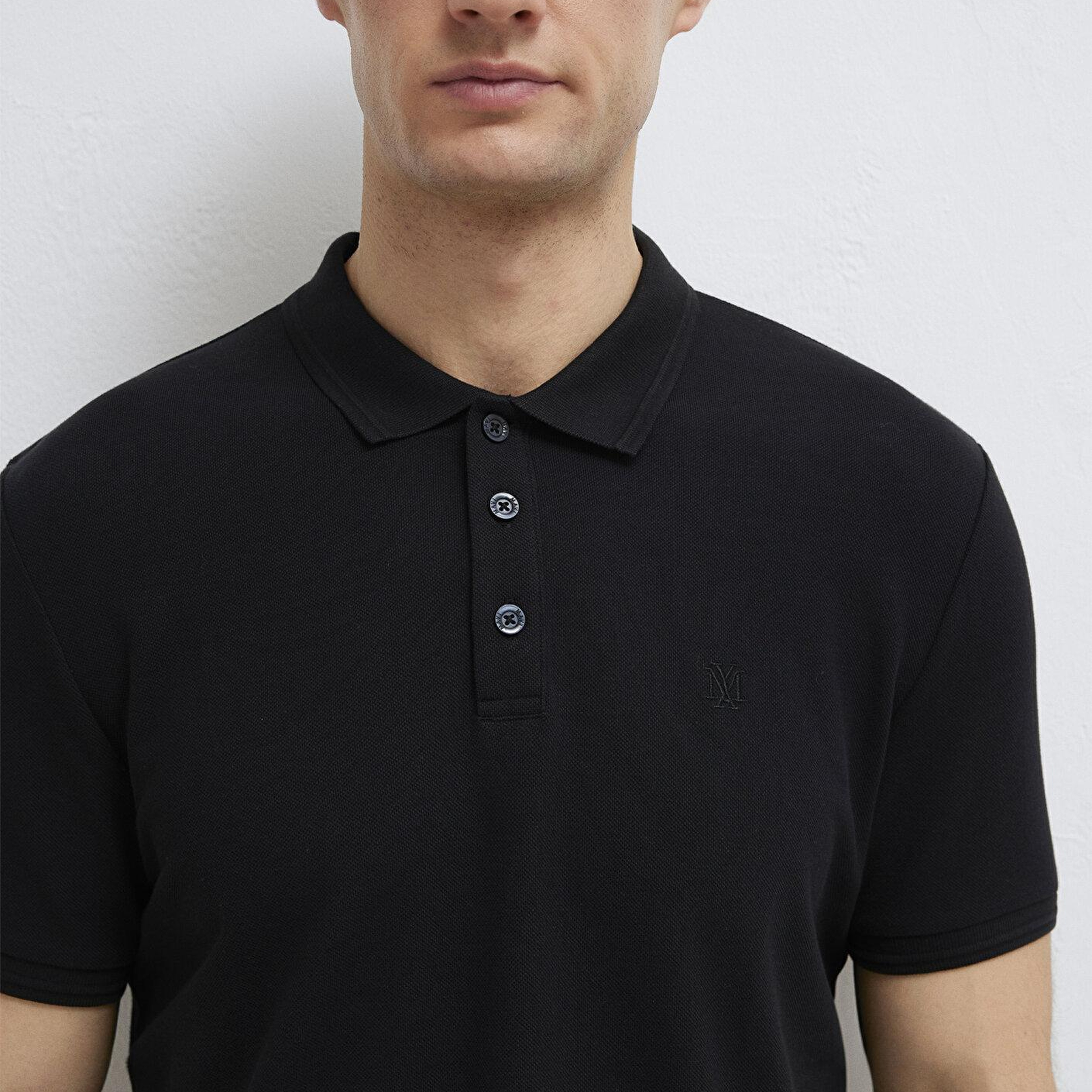 Mavi Siyah Polo Tişört Slim Fit / Dar Kesim 064946-21842