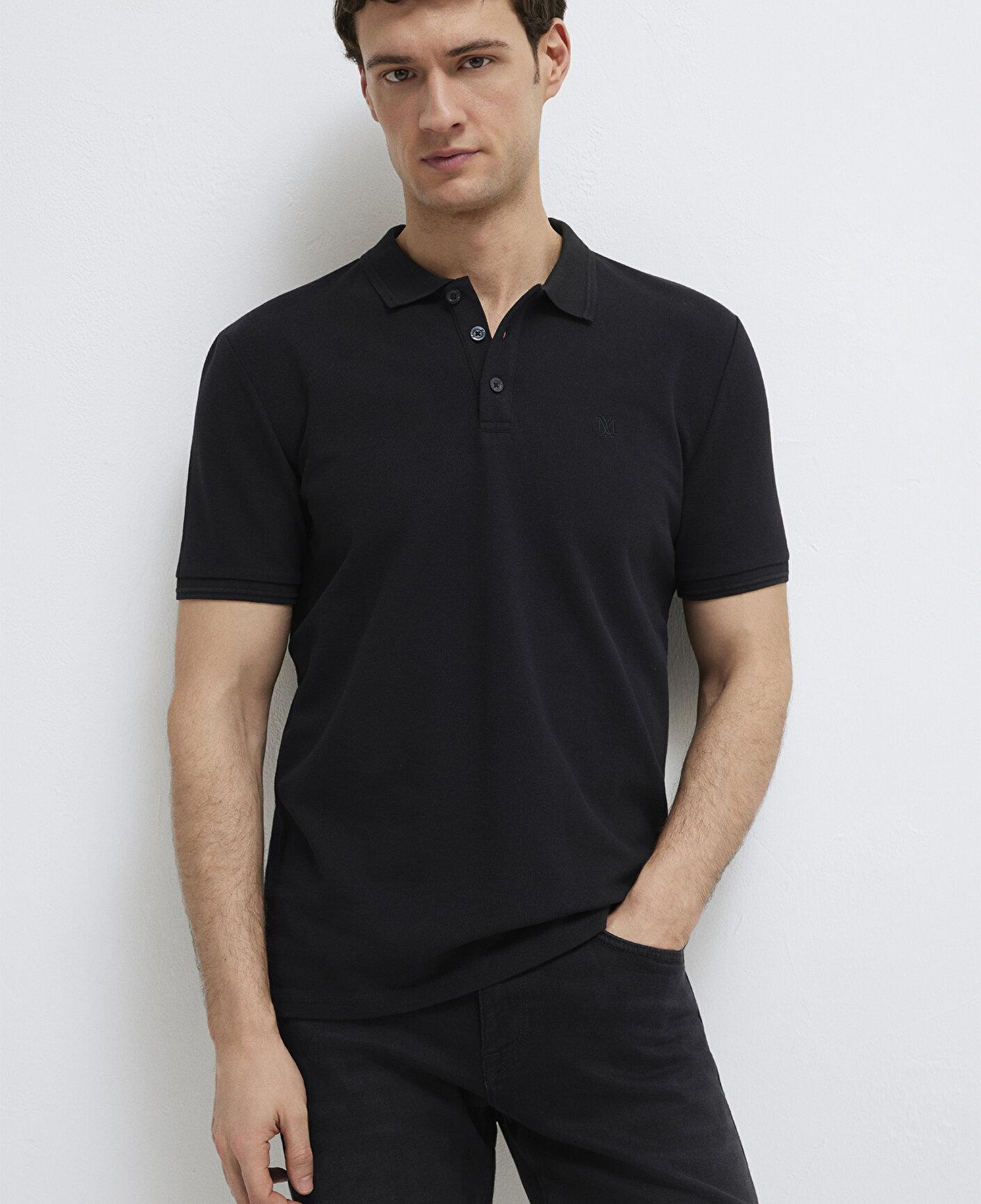 Mavi Siyah Polo Tişört Slim Fit / Dar Kesim 064946-21842