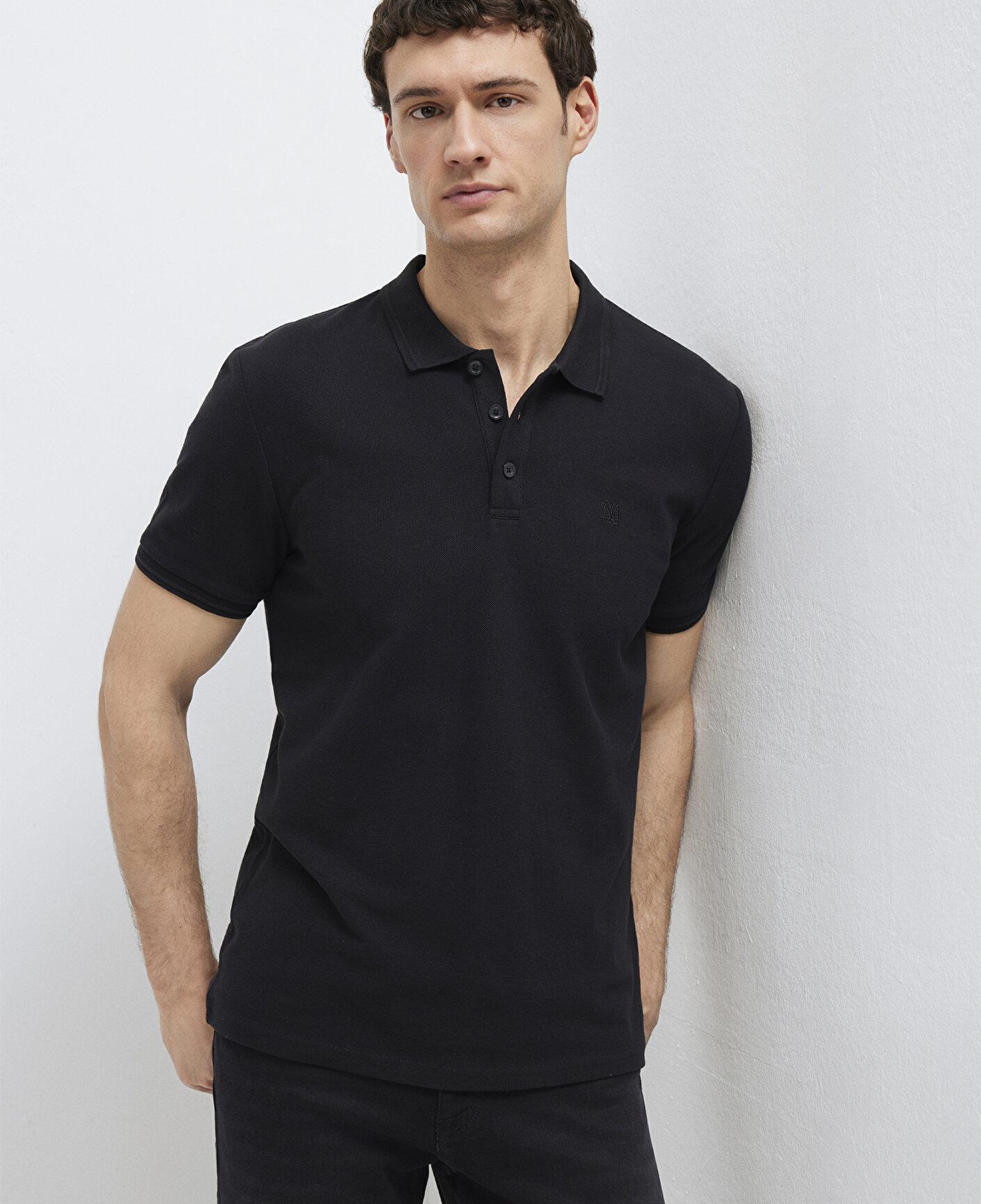 Mavi Siyah Polo Tişört Slim Fit / Dar Kesim 064946-21842