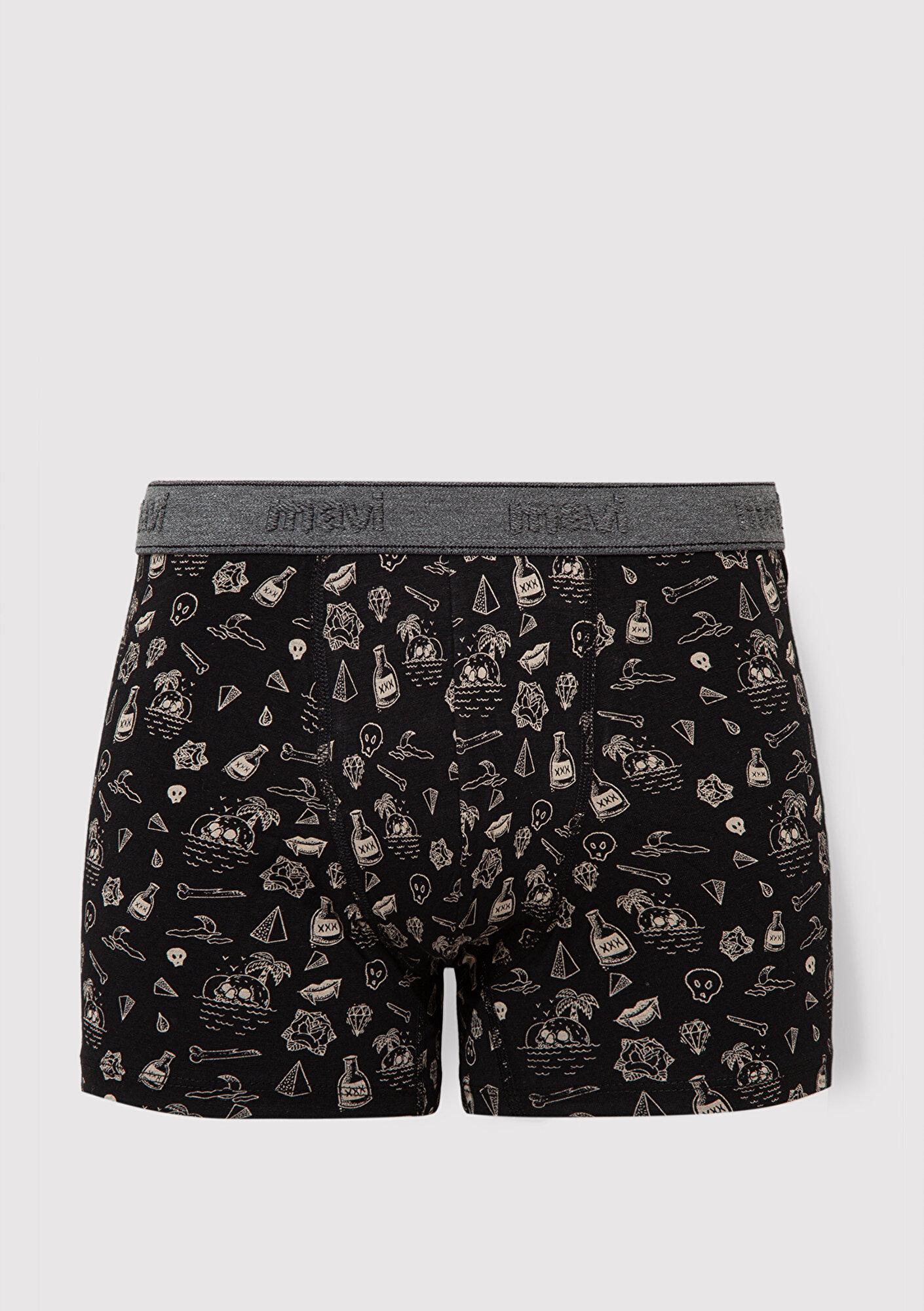 Mavi Baskılı Siyah Boxer 091719-900
