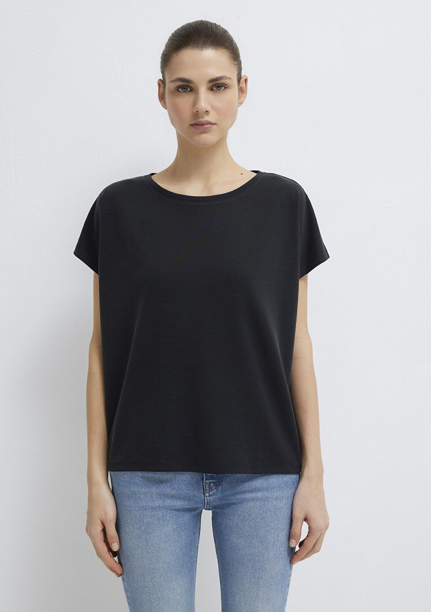 Mavi Soft-Premium Siyah (TENCEL™) Modal Karışımlı Basic Tişört Loose Fit / Bol Rahat Kesim 167245-900