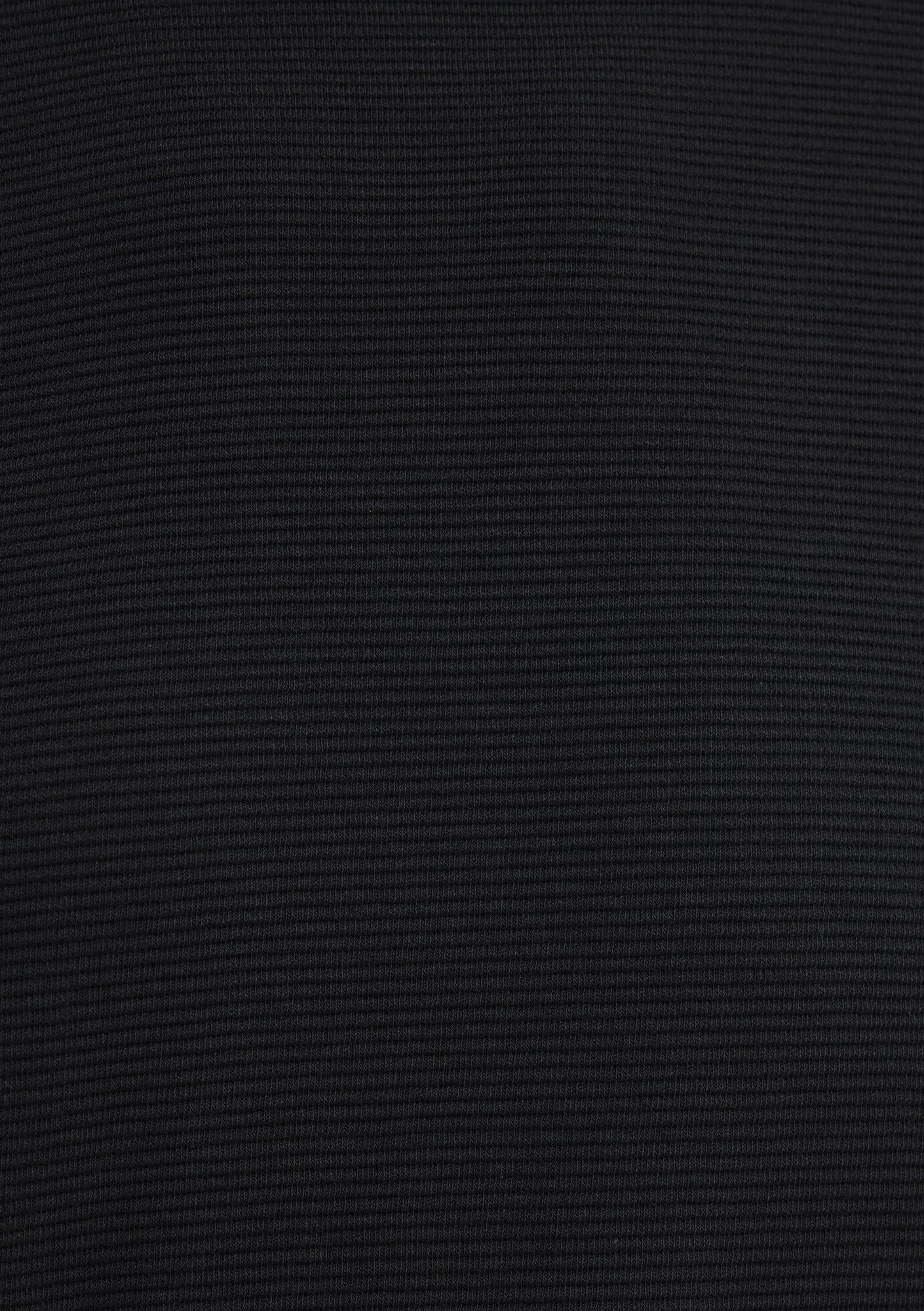 Mavi Uzun Kollu Dokulu Siyah Tişört Slim Fit / Dar Kesim 064622-21842