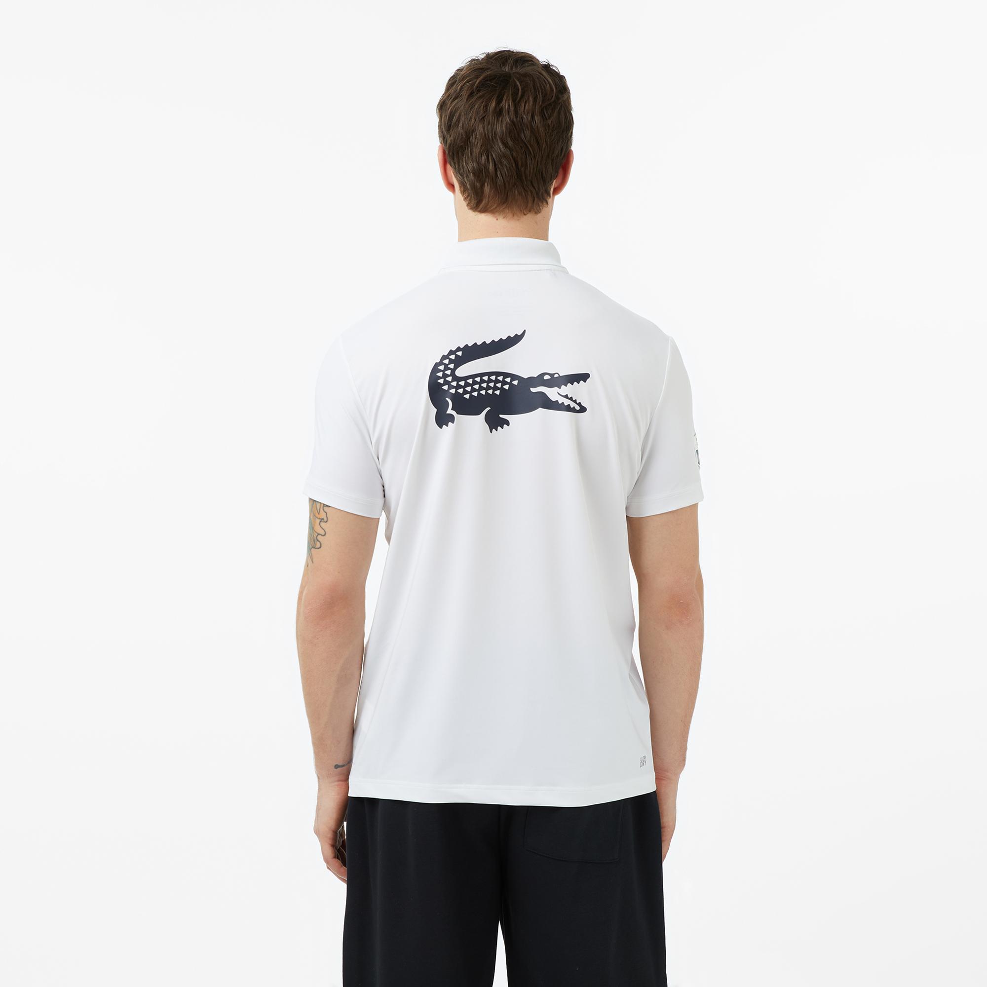 Lacoste Rolex Paris Masters Erkek Regular Fit Baskılı Beyaz Polo
