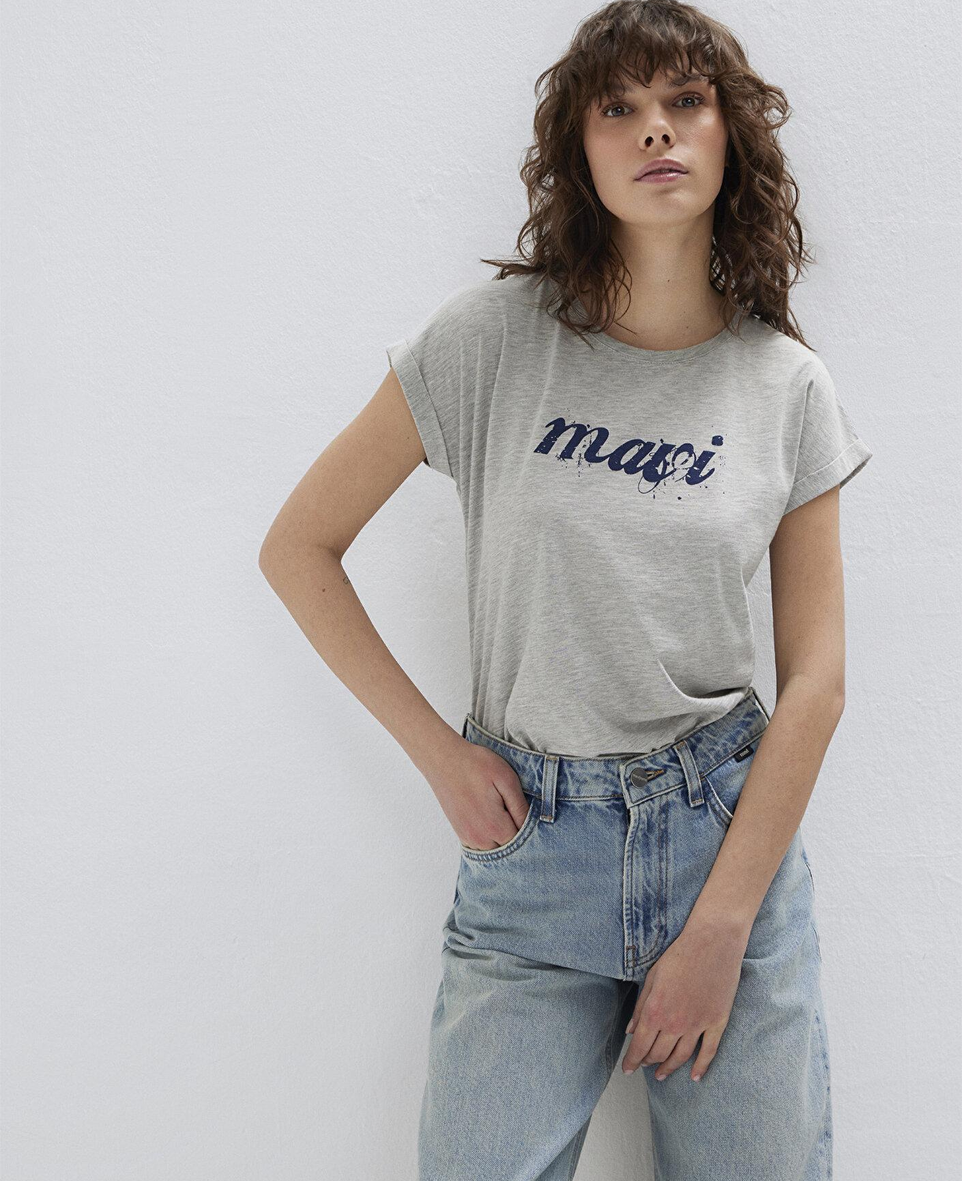 Mavi Mavi Logo Baskılı Gri Tişört Loose Fit / Bol Rahat Kesim 166422-25702