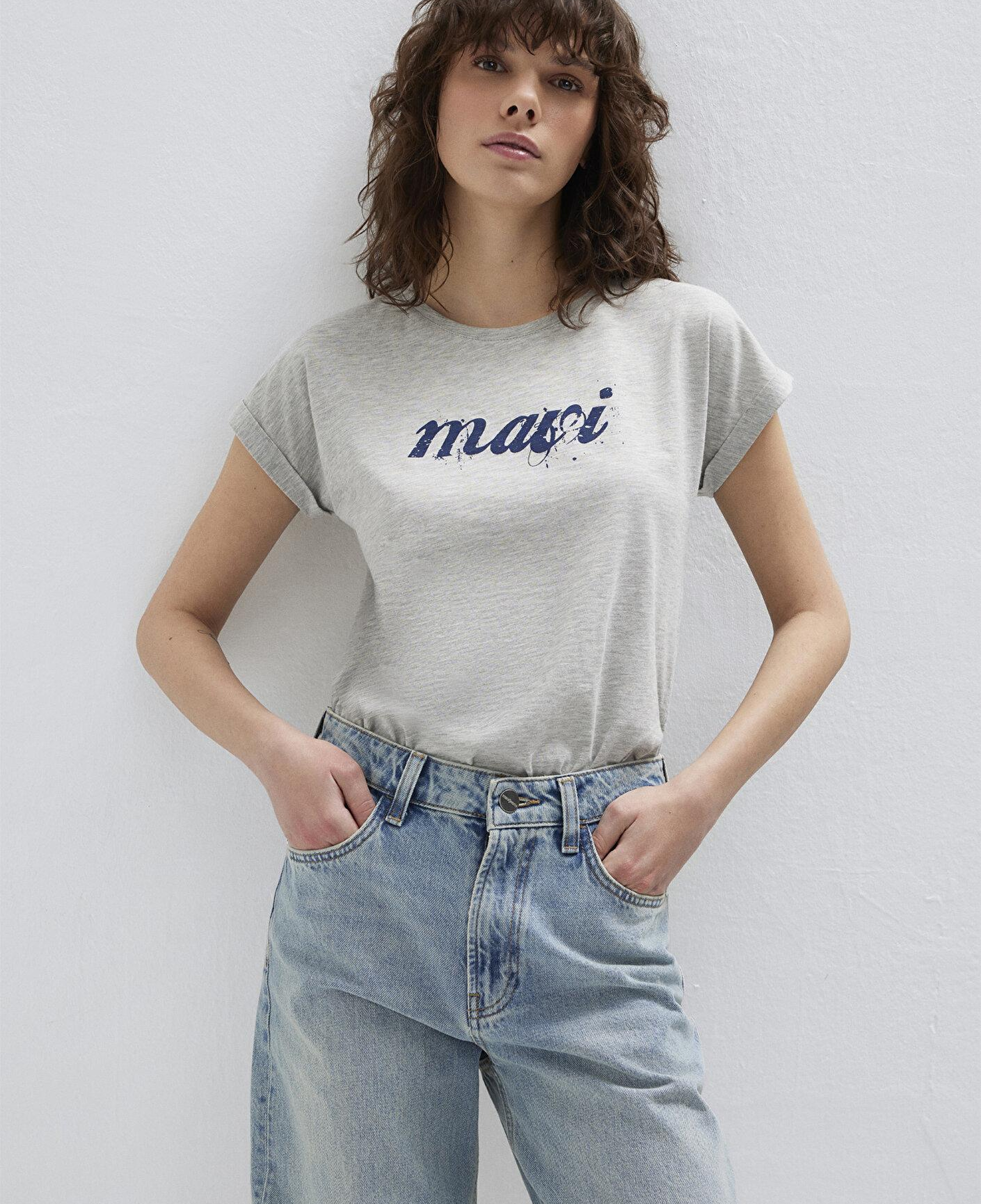 Mavi Mavi Logo Baskılı Gri Tişört Loose Fit / Bol Rahat Kesim 166422-25702