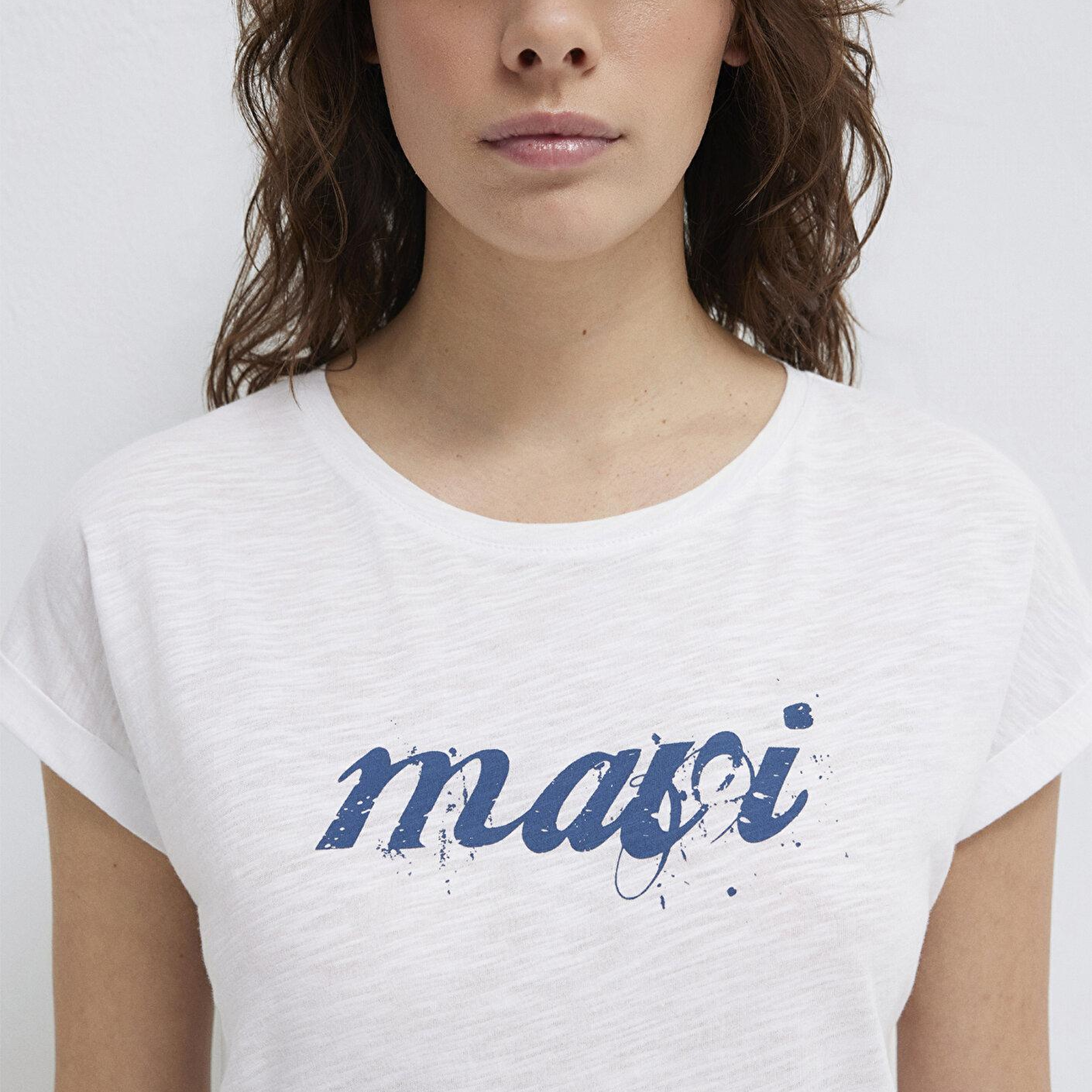 Mavi Mavi Logo Baskılı Beyaz Tişört Loose Fit / Bol Rahat Kesim 166422-620