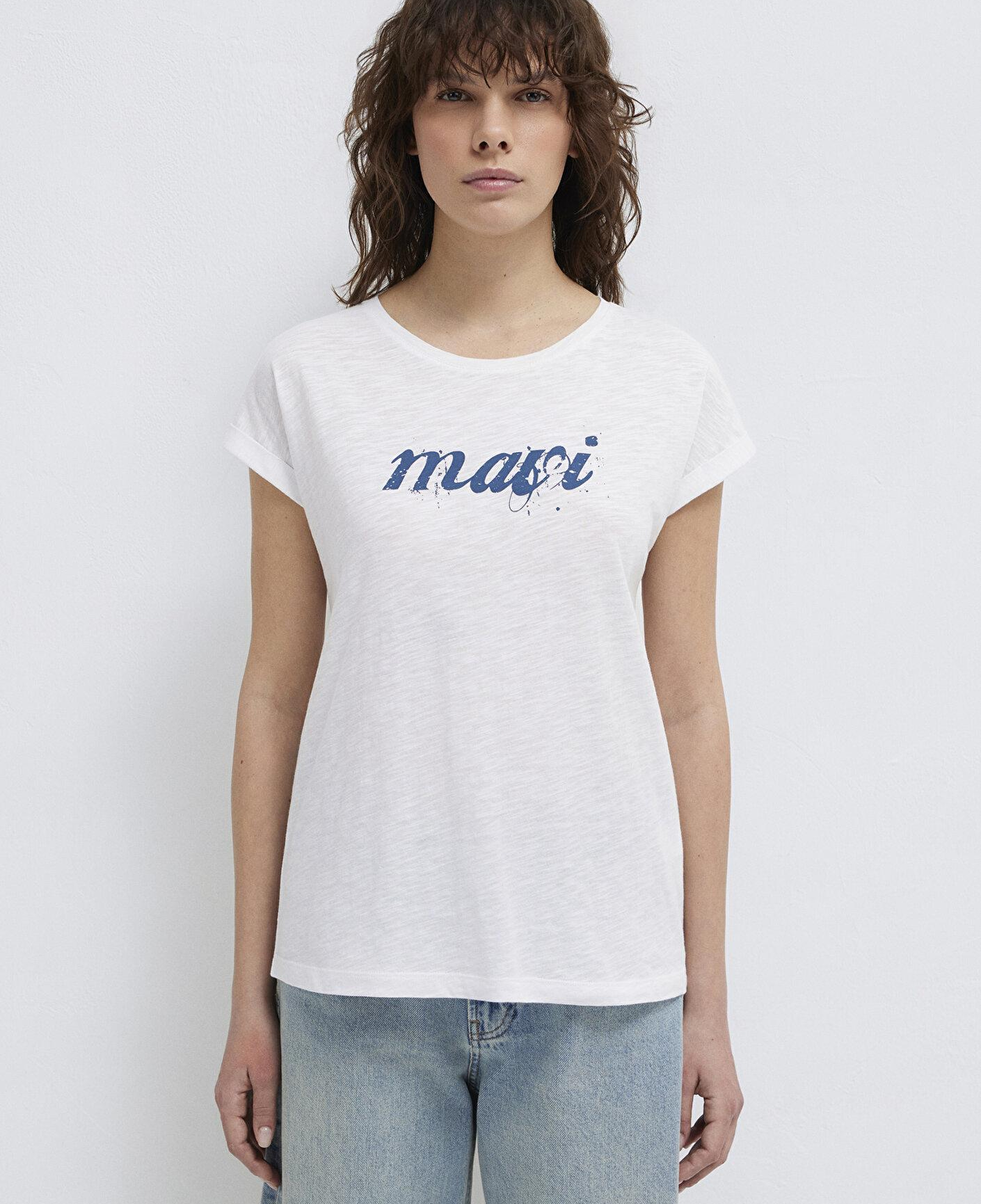 Mavi Mavi Logo Baskılı Beyaz Tişört Loose Fit / Bol Rahat Kesim 166422-620