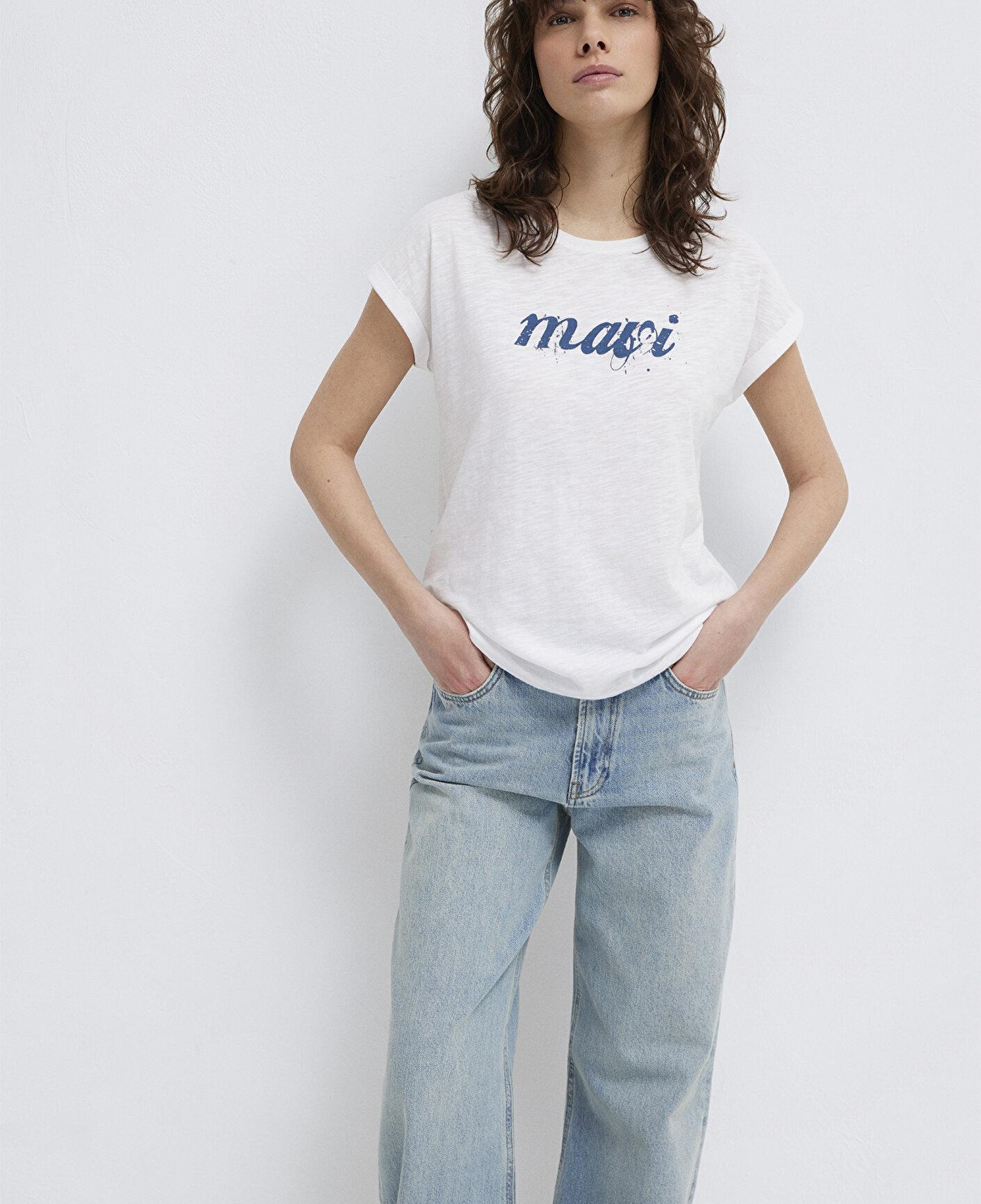 Mavi Mavi Logo Baskılı Beyaz Tişört Loose Fit / Bol Rahat Kesim 166422-620