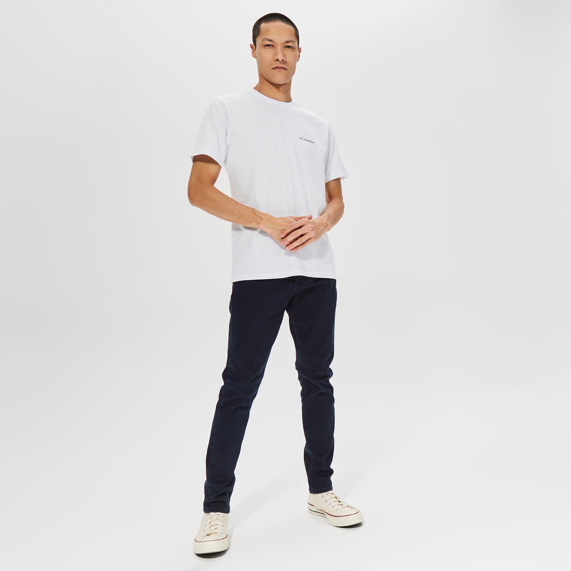 Columbia Basic Sm Logo Brushed Erkek Beyaz T-Shirt