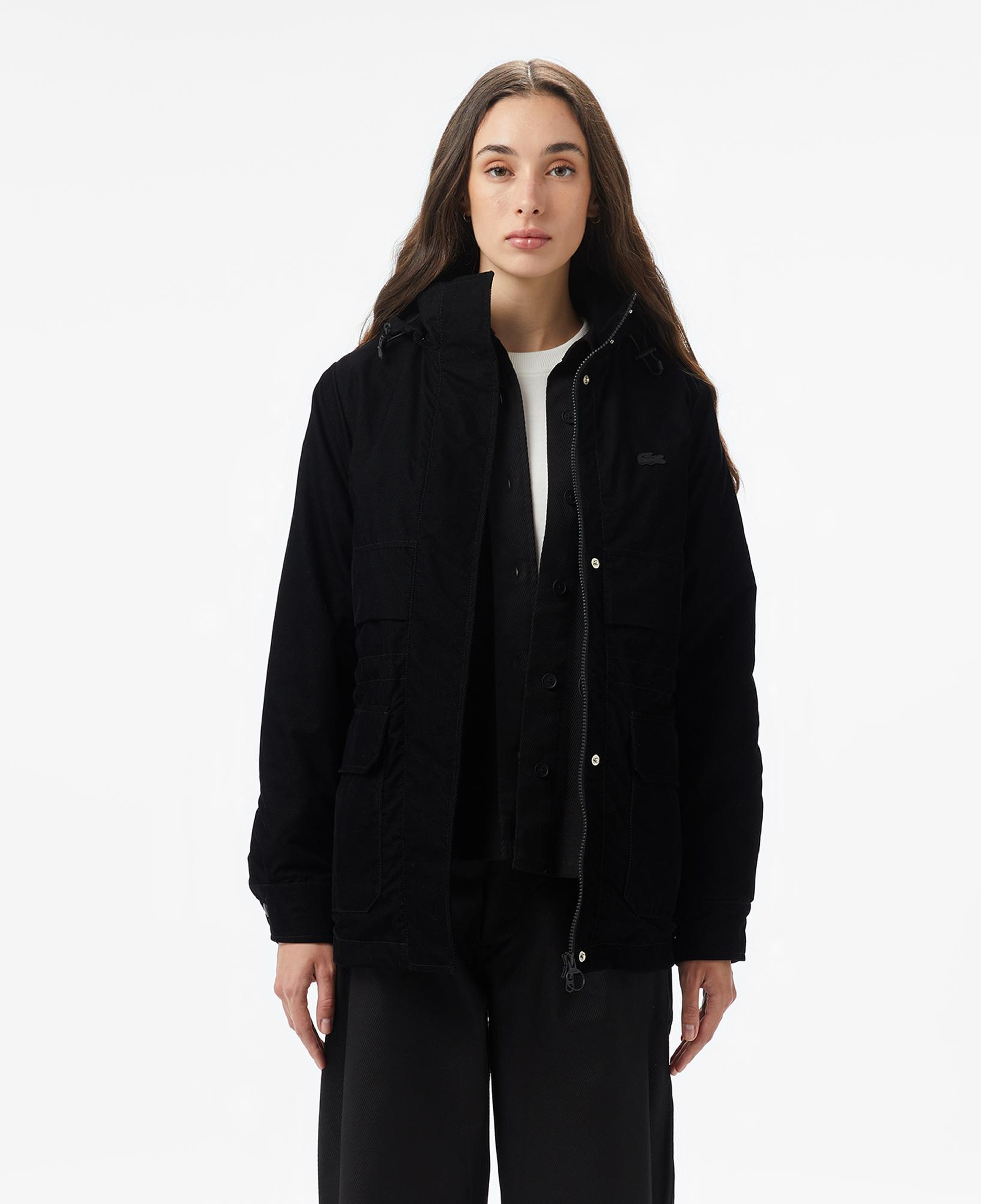 Lacoste Kadın Kapüşonlu Siyah Mont