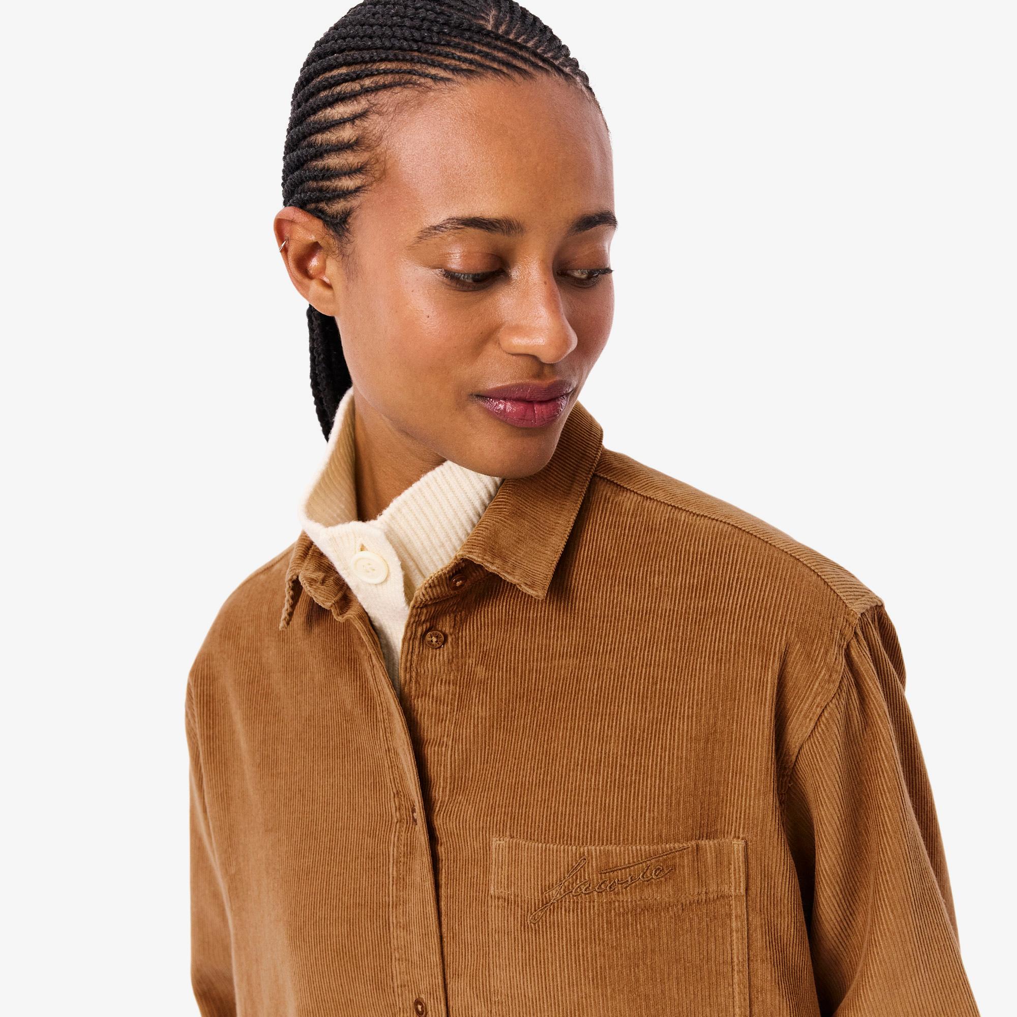 Lacoste Kadın Oversize Fit Kahverengi Gömlek