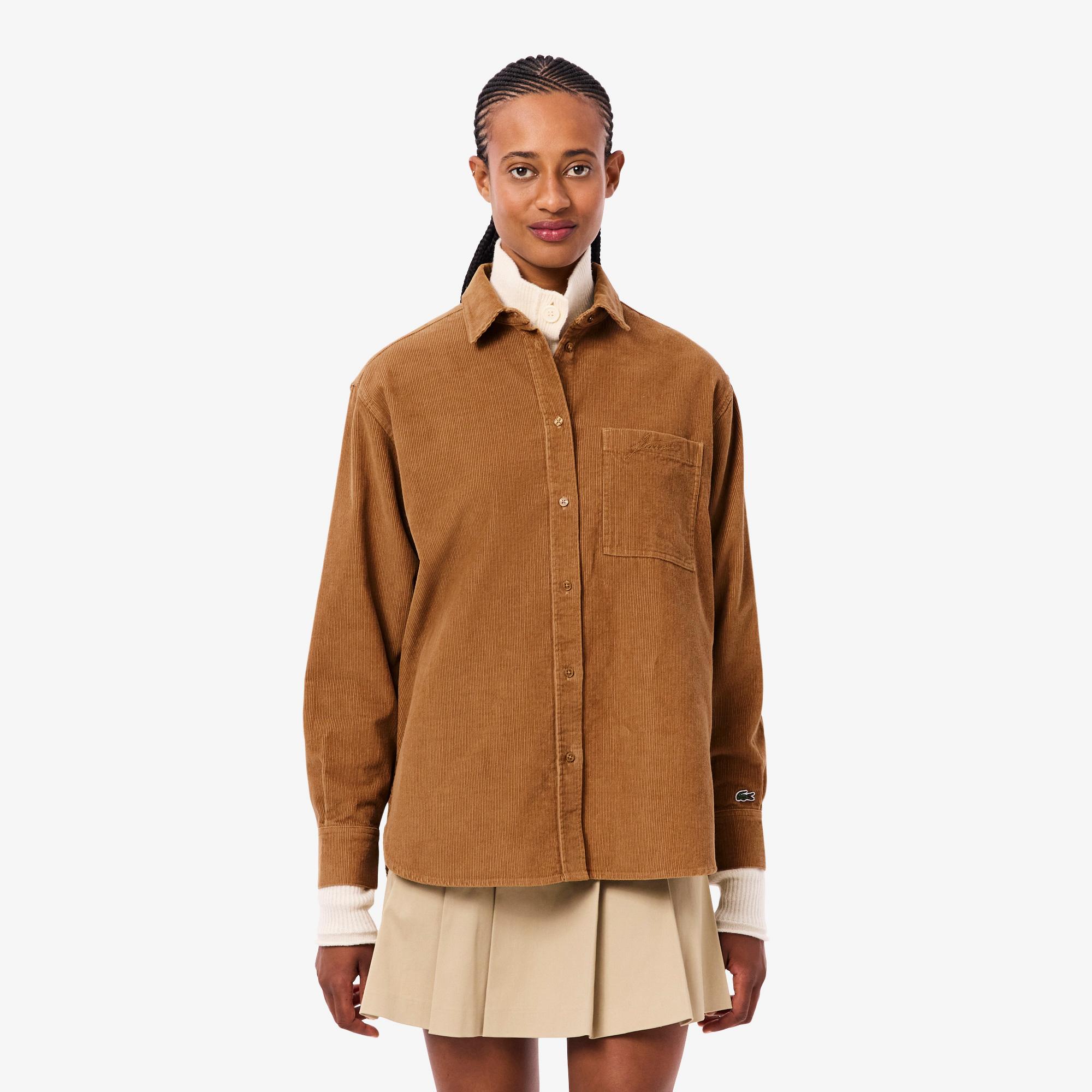 Lacoste Kadın Oversize Fit Kahverengi Gömlek