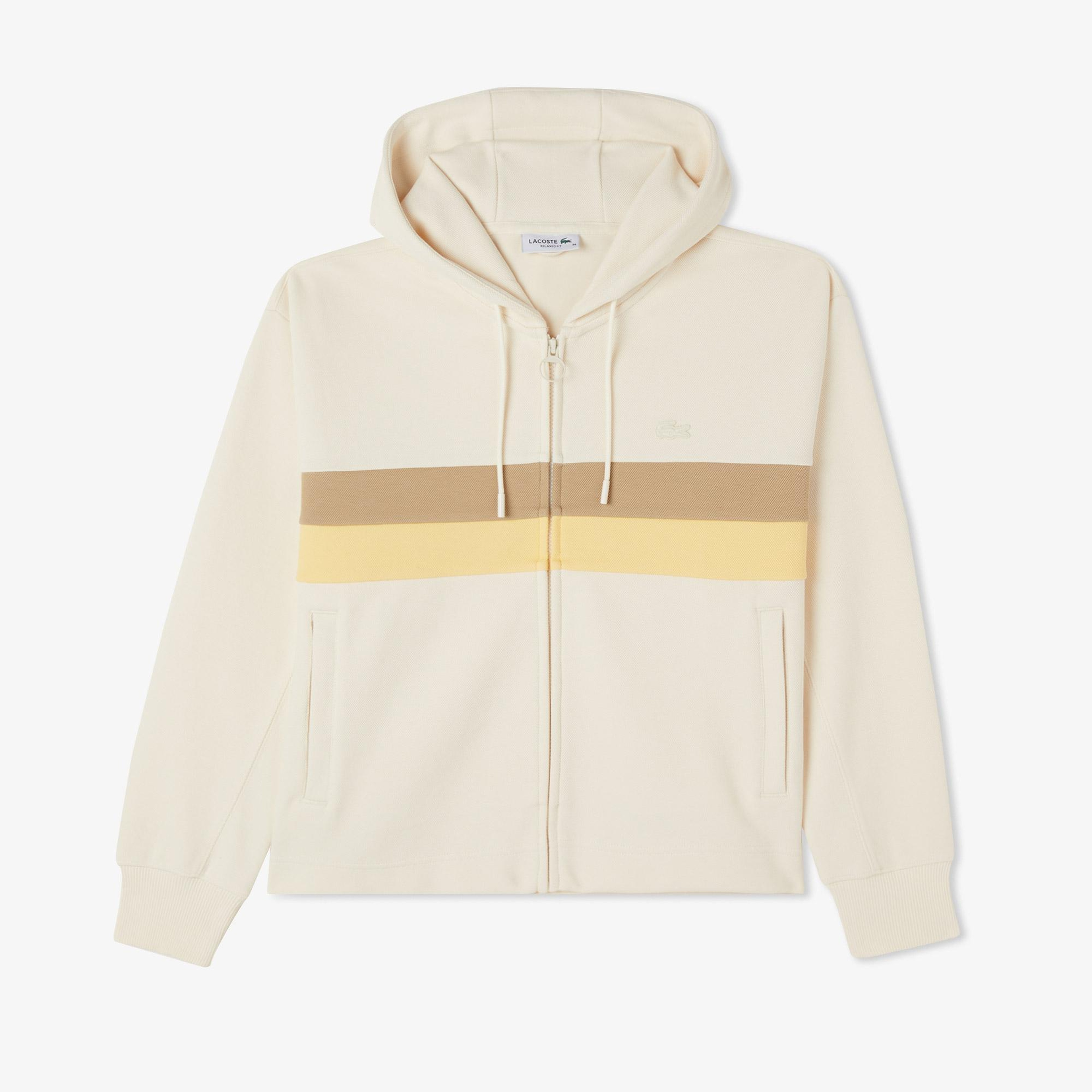 Lacoste Kadın Relaxed Fit Kapüşonlu Renk Bloklu Krem Sweatshirt