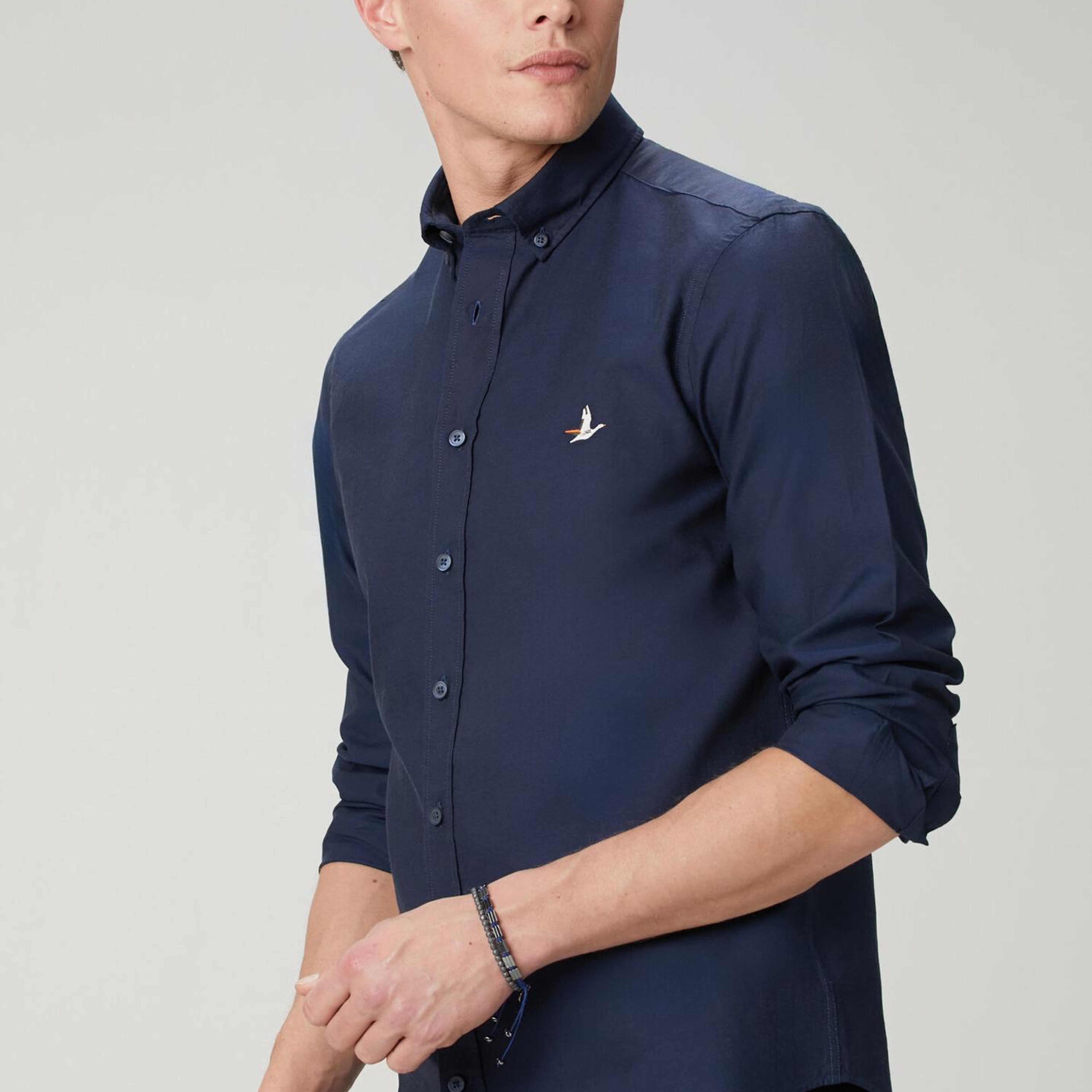 Beymen Club Erkek Slim Fit Lacivert Oxford Gömlek