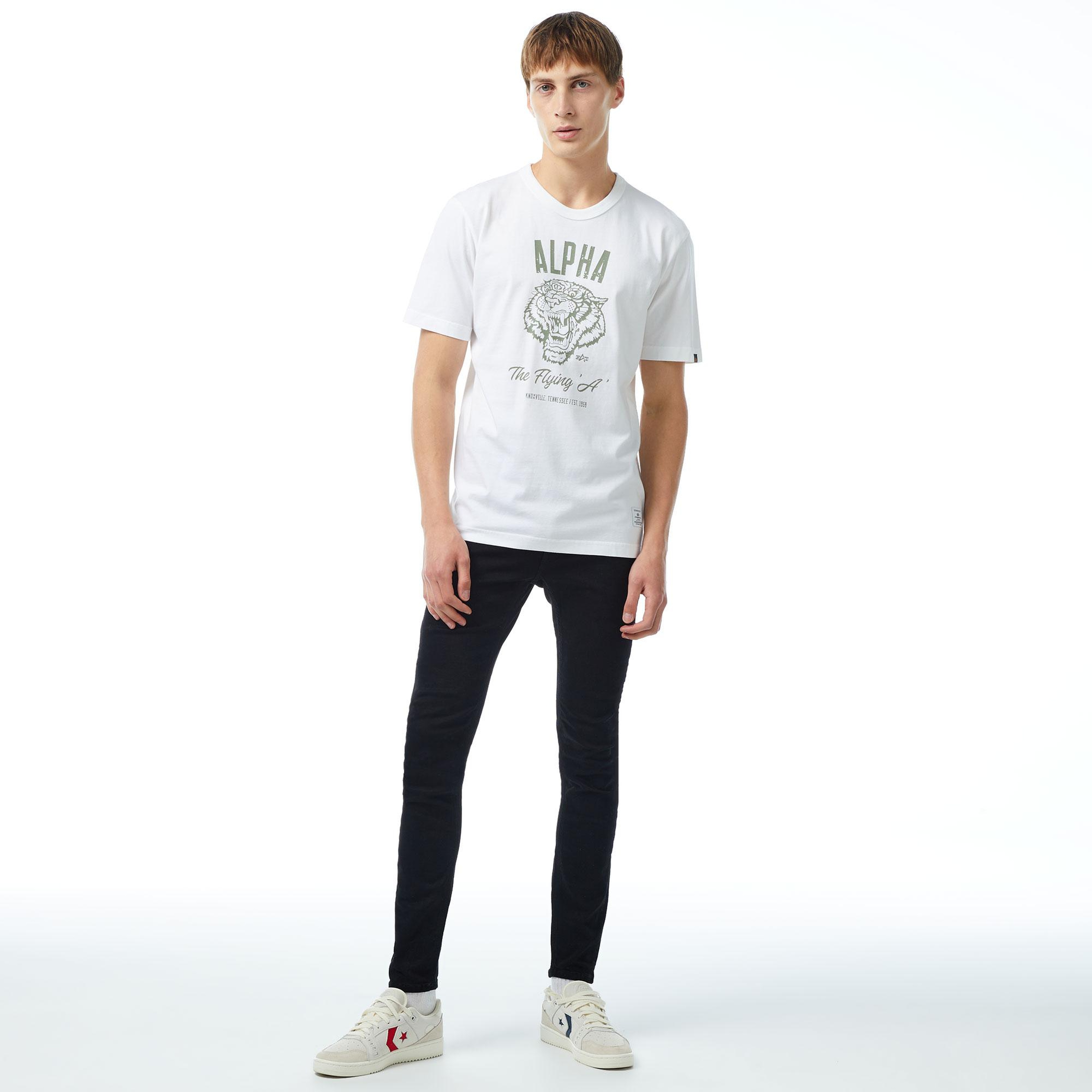 Alpha Industries Alpha Tiger Erkek Beyaz T-Shirt