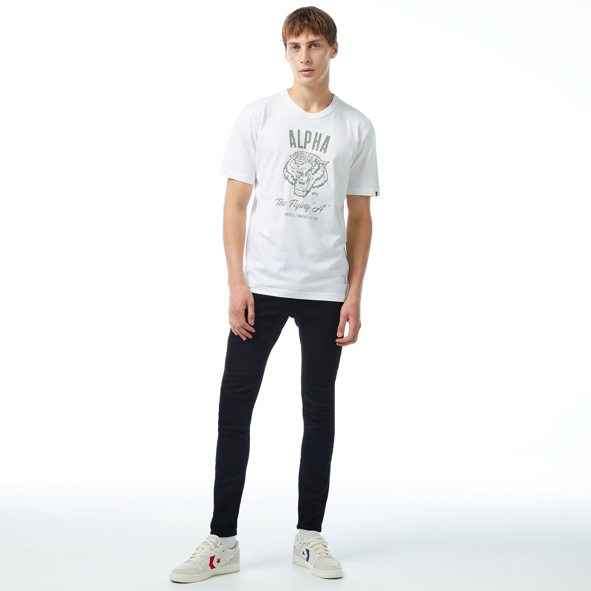 Alpha Industries Alpha Tiger Erkek Beyaz T-Shirt