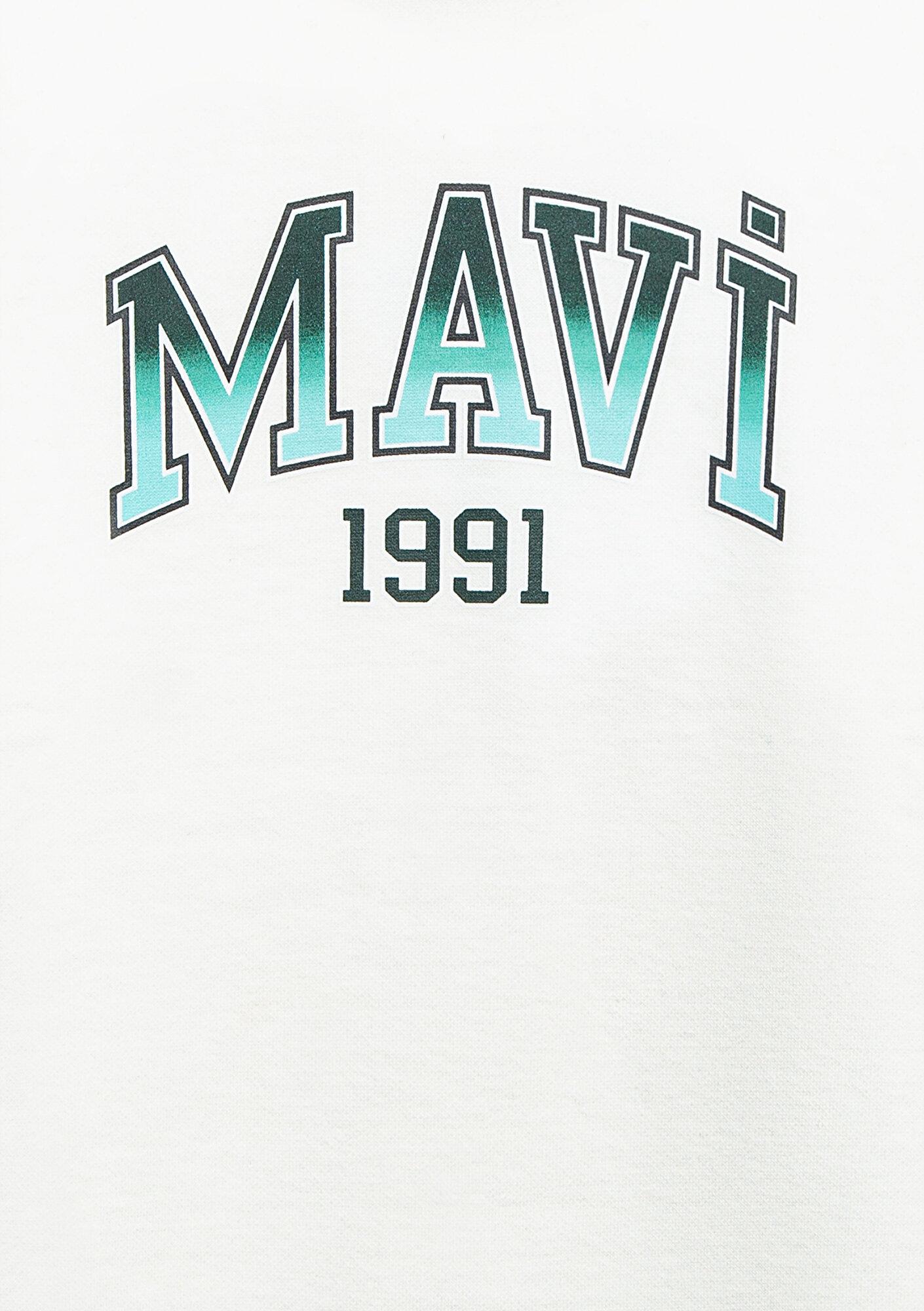 Mavi Mavi Logo Kapüşonlu Ekru Sweatshirt 6S10167-70057