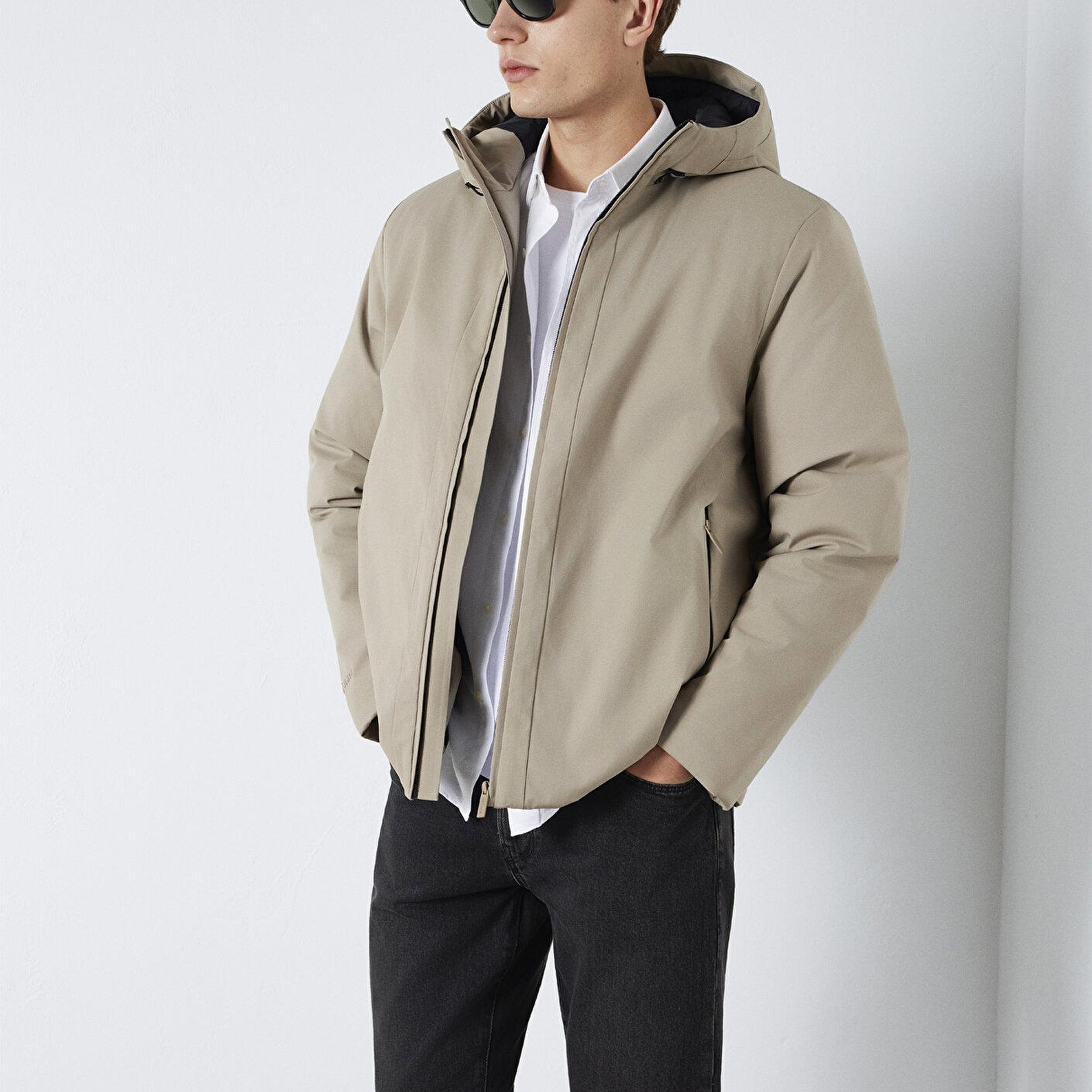 Mavi Kapüşonlu Haki Ceket Loose Fit / Bol Rahat Kesim 0110784-80697
