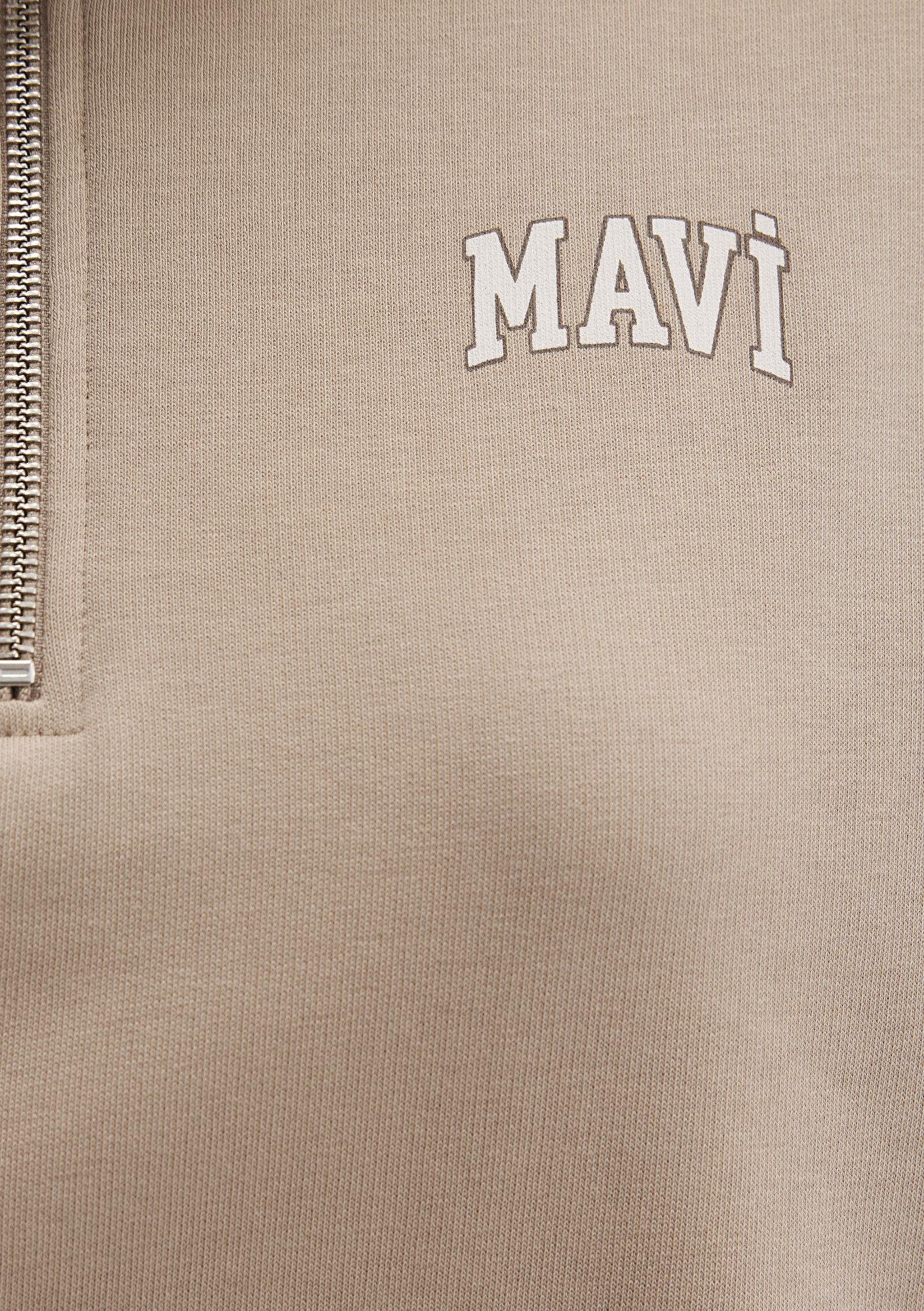 Mavi Mavi Logo Baskılı Bej Sweatshirt 1S10179-70344