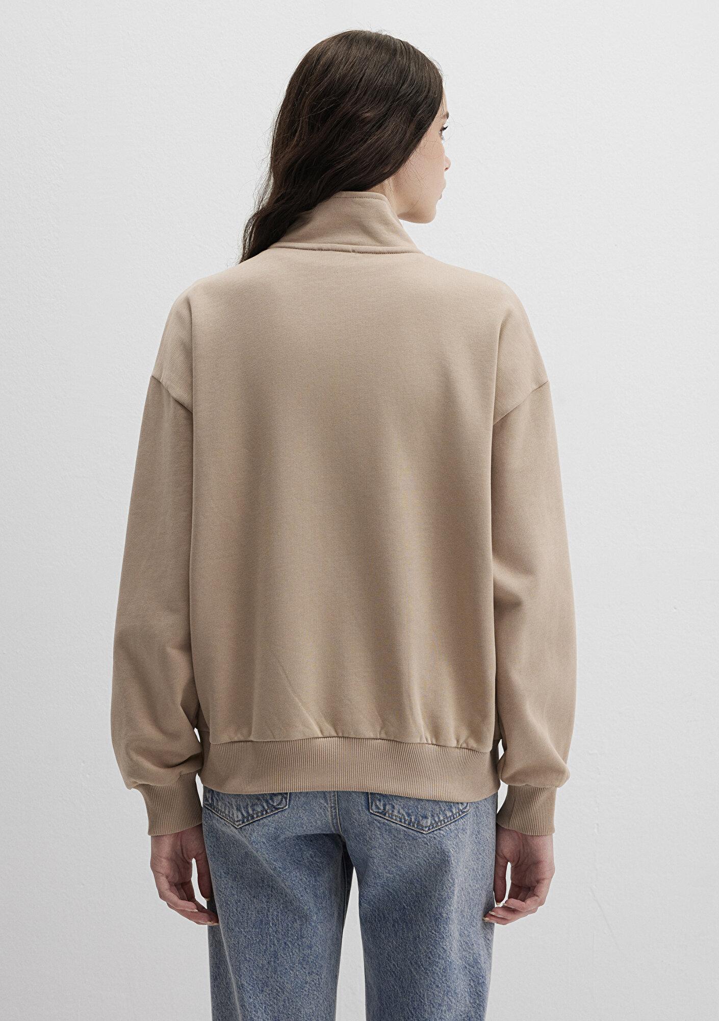 Mavi Mavi Logo Baskılı Bej Sweatshirt 1S10179-70344