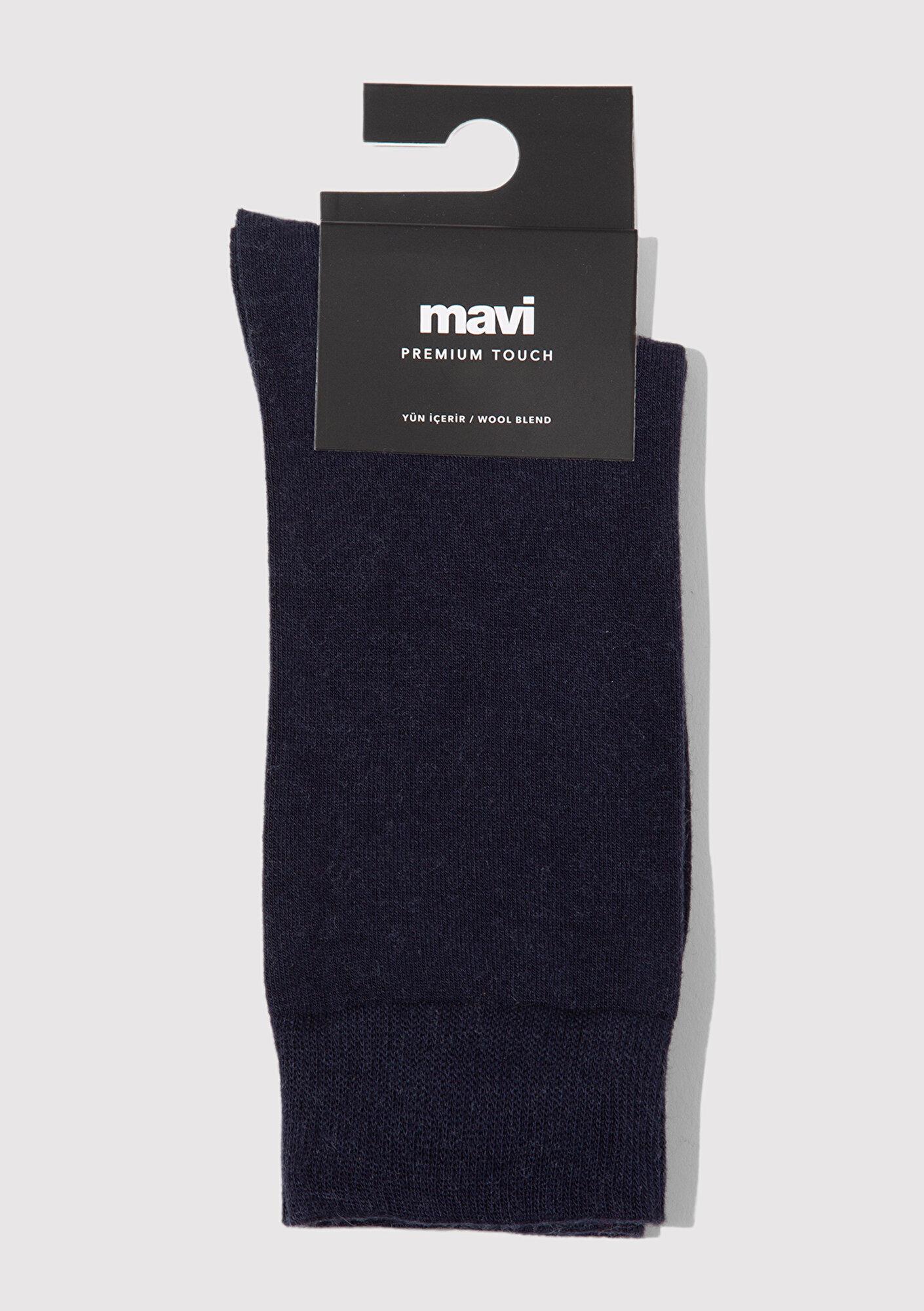 Mavi Yün Karışımlı Lacivert Soket Çorap 0912199-35665