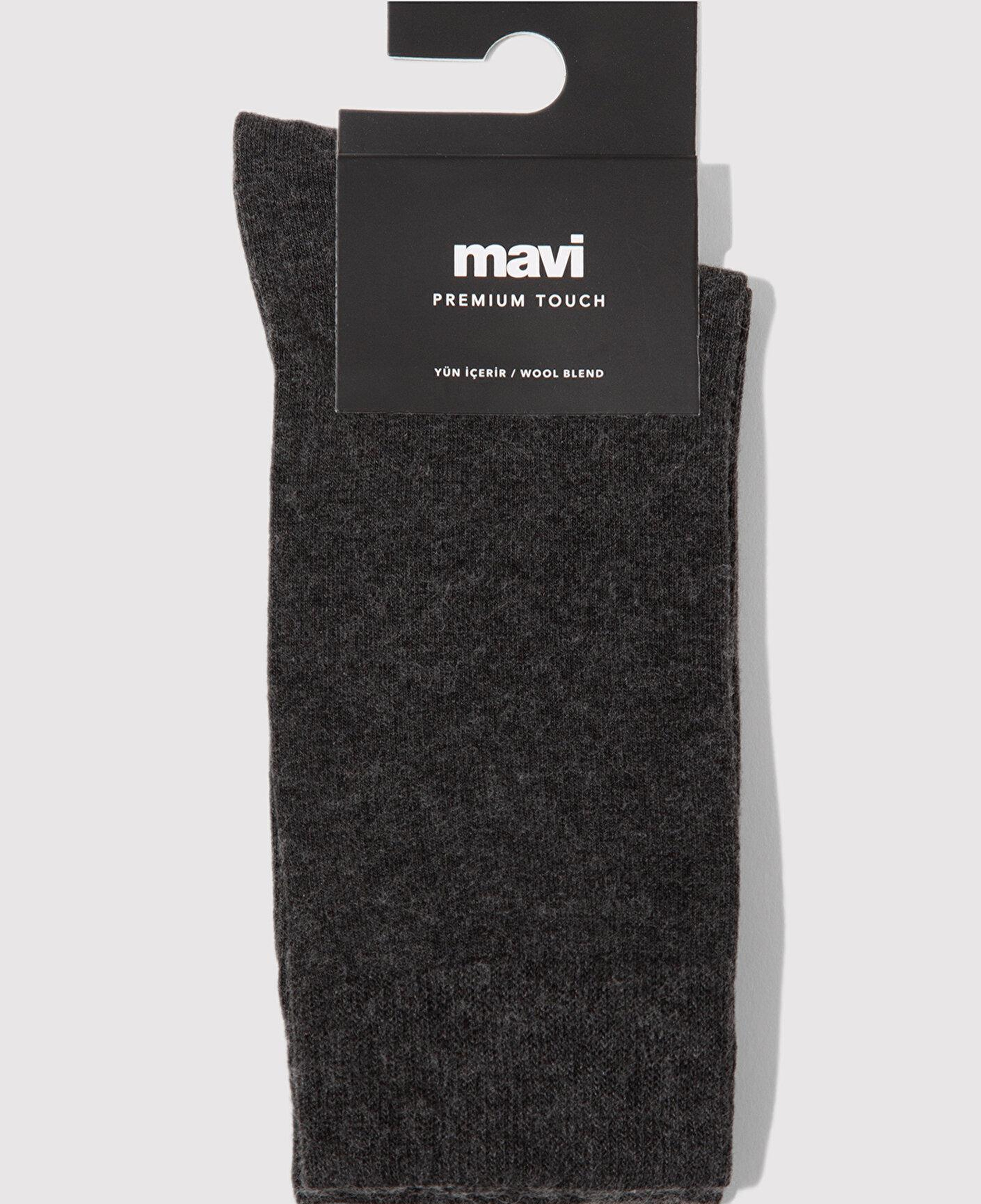 Mavi Yün Karışımlı Gri Soket Çorap 0912199-12685