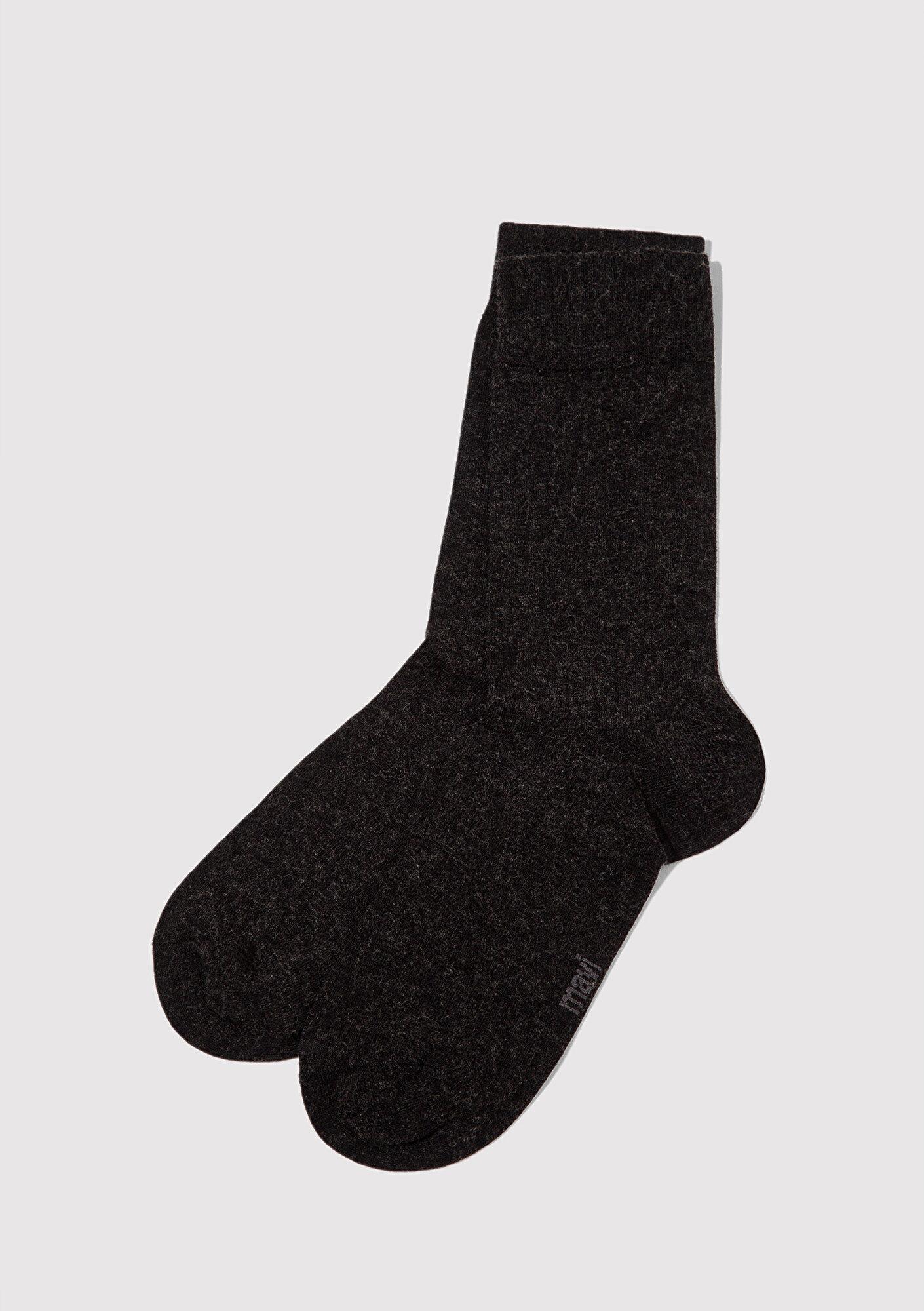 Mavi Yün Karışımlı Siyah Soket Çorap 0912199-900