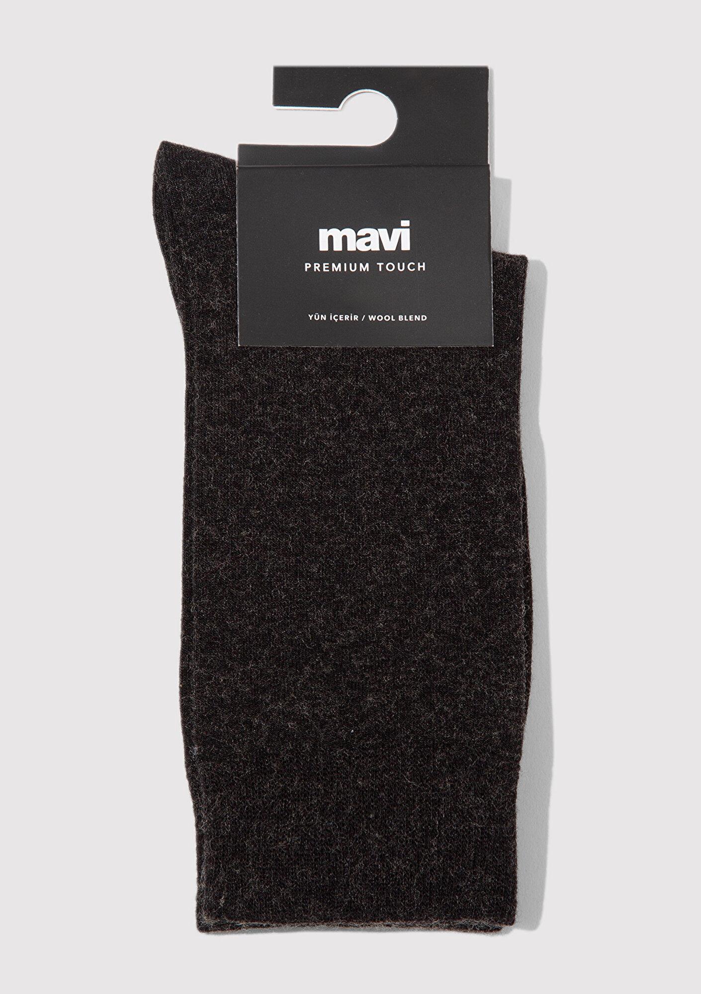 Mavi Yün Karışımlı Siyah Soket Çorap 0912199-900