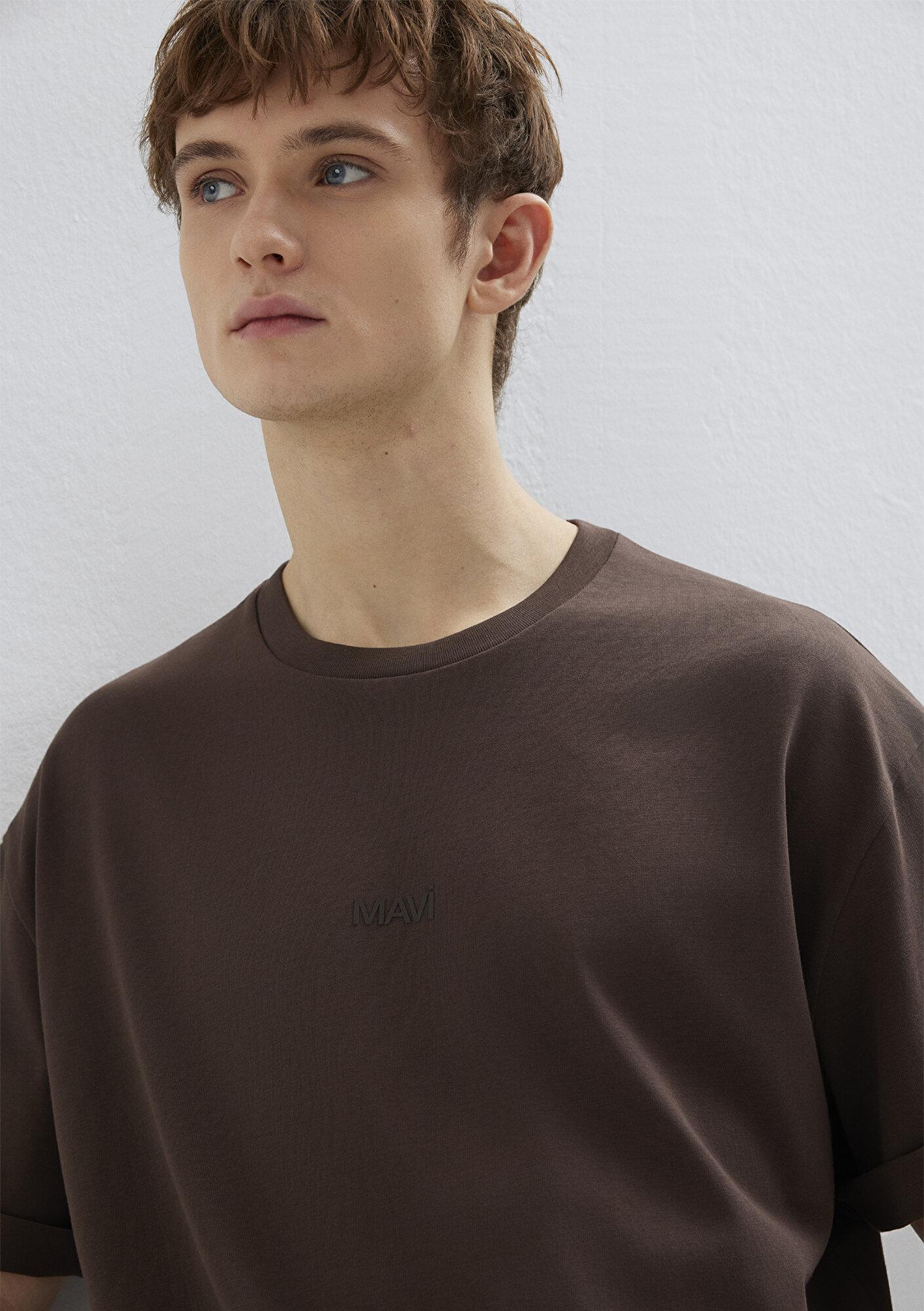 Mavi Mavi Logo Kahverengi Basic Tişört Relaxed Fit / Rahat Kesim 0613093-70251
