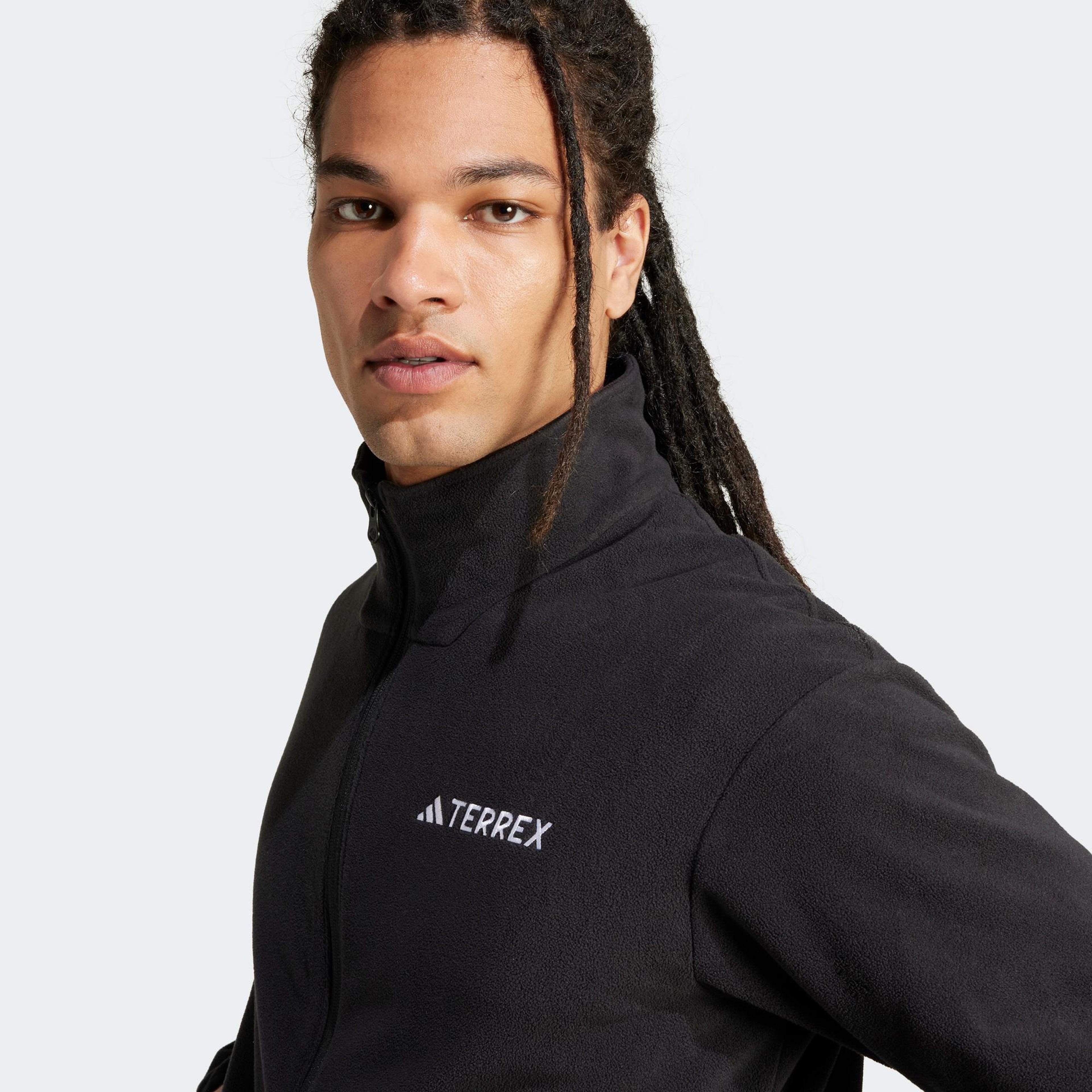 adidas Mountain Essentials Full-Zip Fleece Erkek Siyah Polar