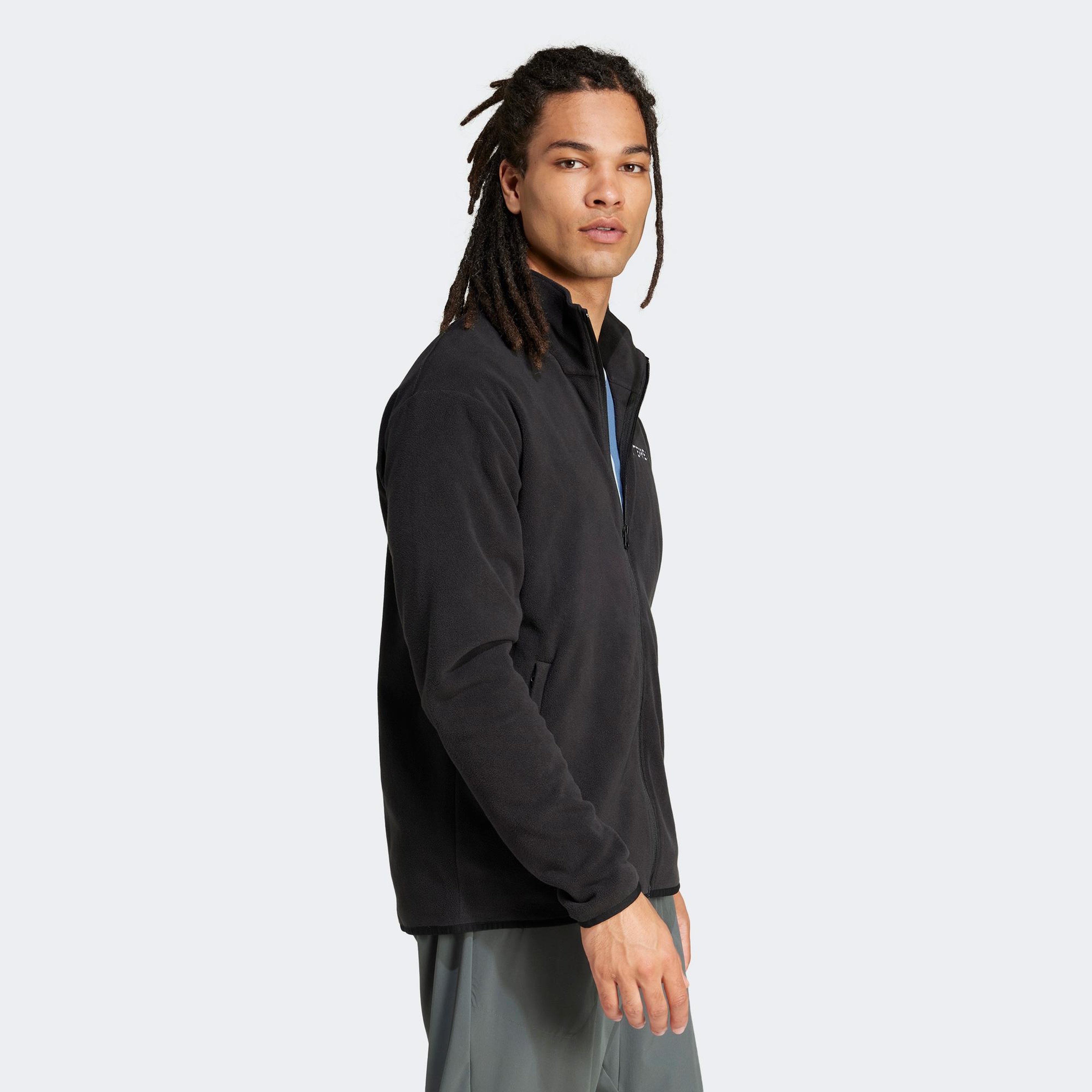 adidas Mountain Essentials Full-Zip Fleece Erkek Siyah Polar