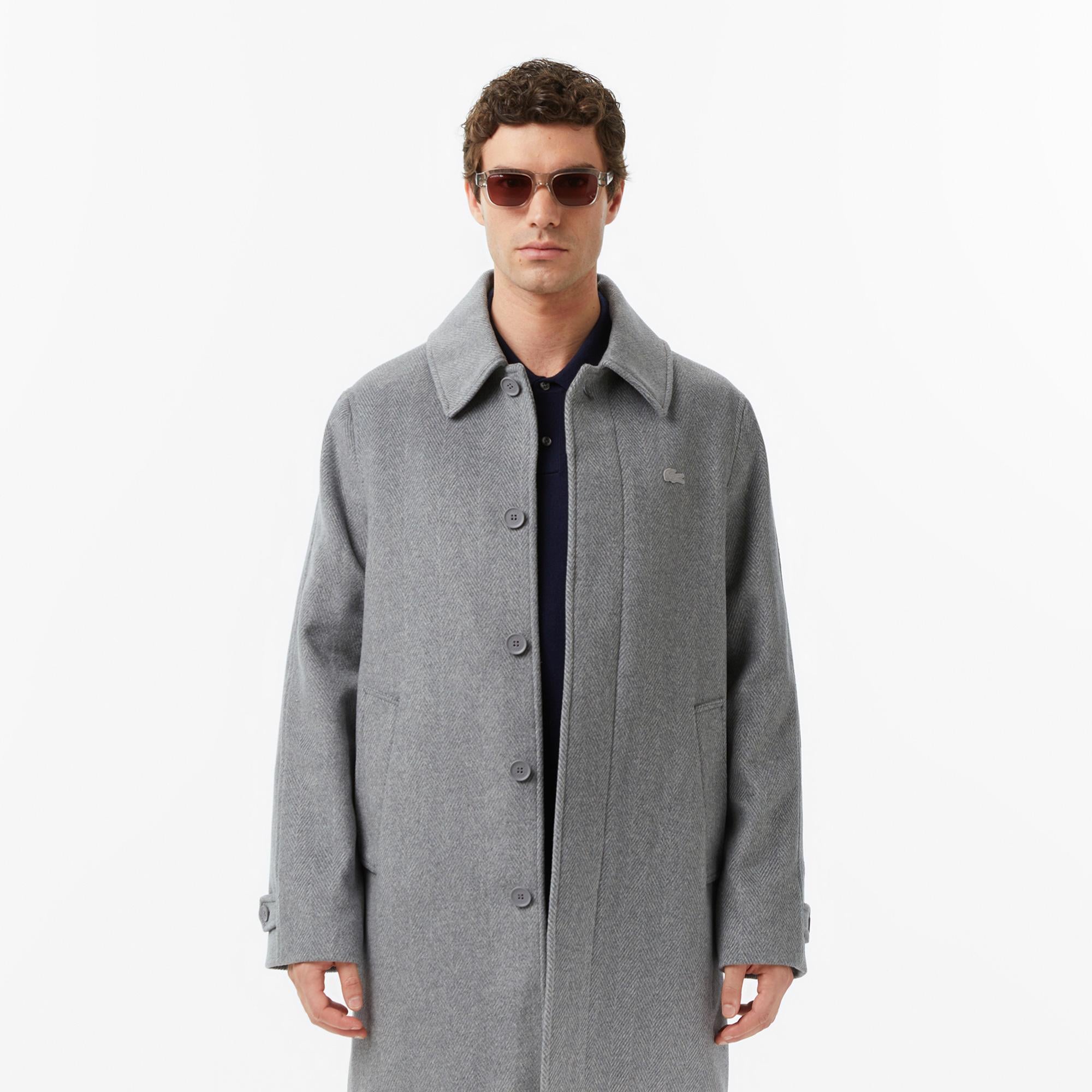 Lacoste Erkek Regular Fit Yün Gri Kaban