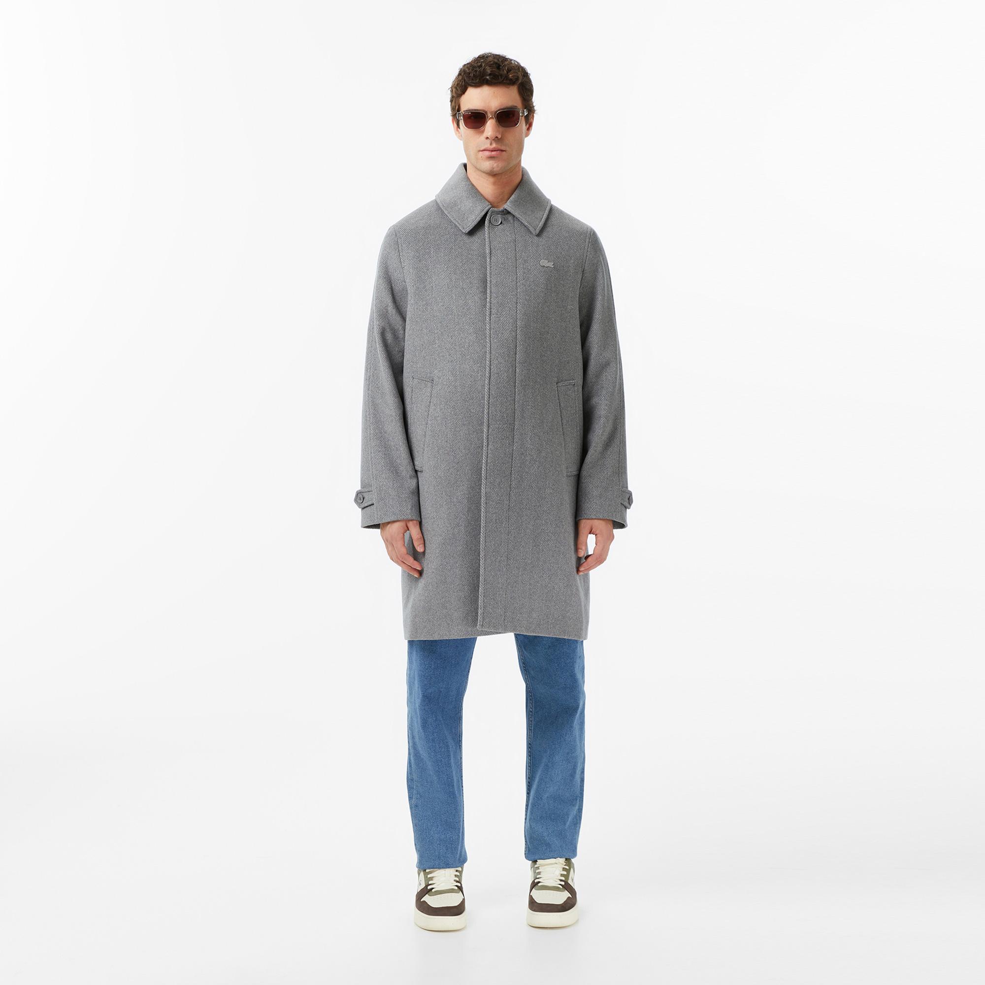 Lacoste Erkek Regular Fit Yün Gri Kaban