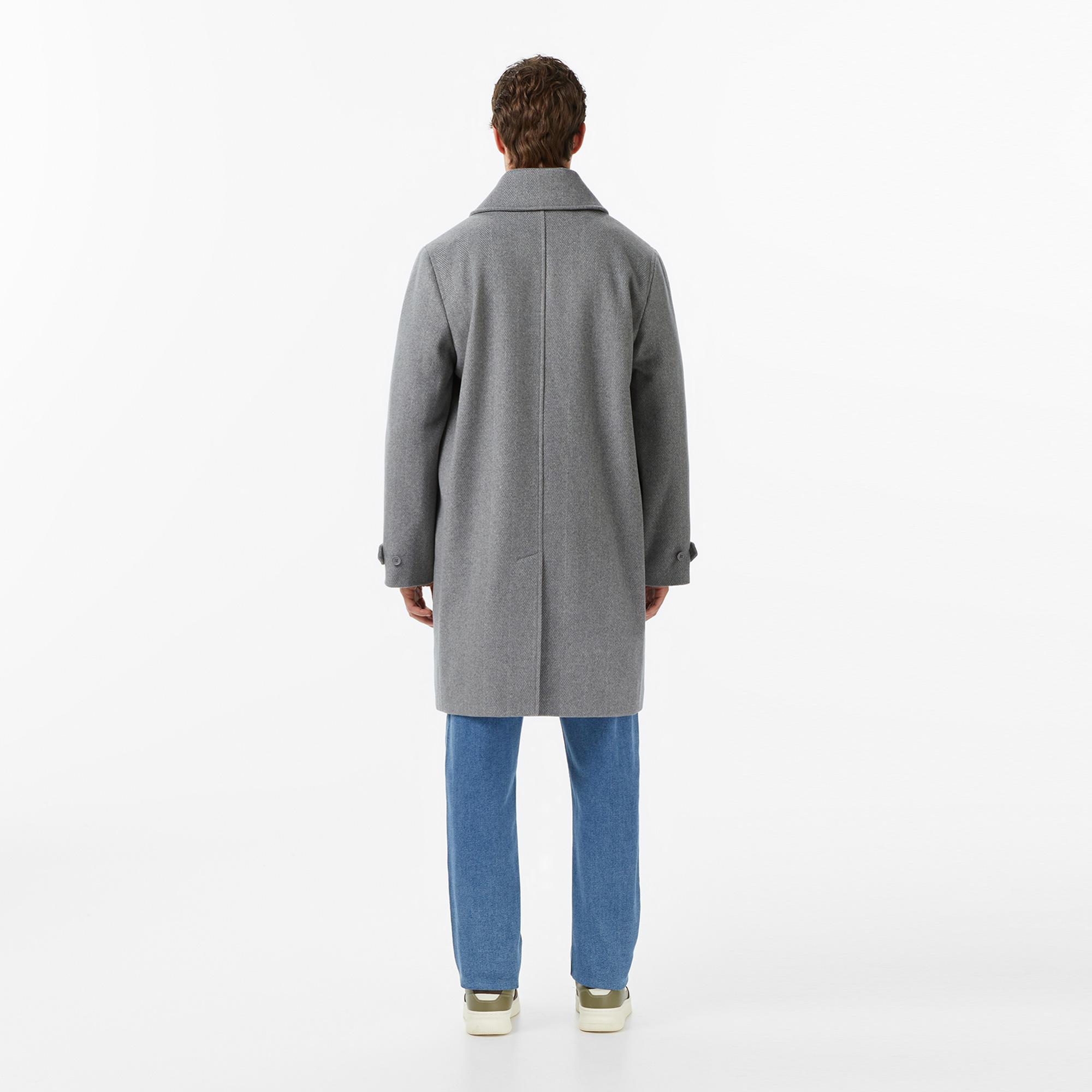 Lacoste Erkek Regular Fit Yün Gri Kaban