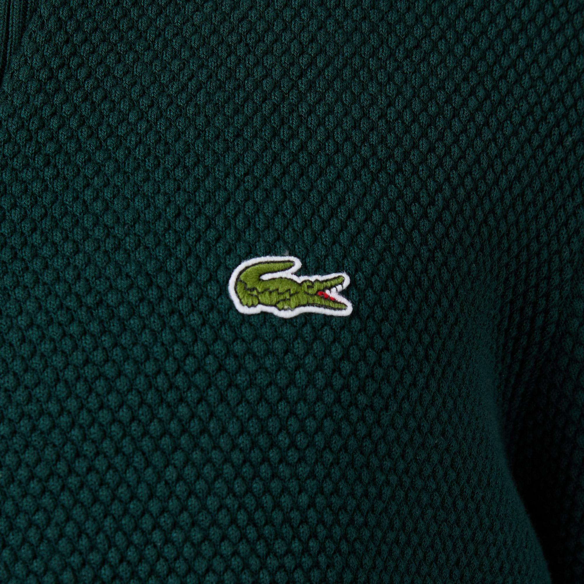 Lacoste Erkek Classic Fit Yarım Fermuarlı Yeşil Kazak