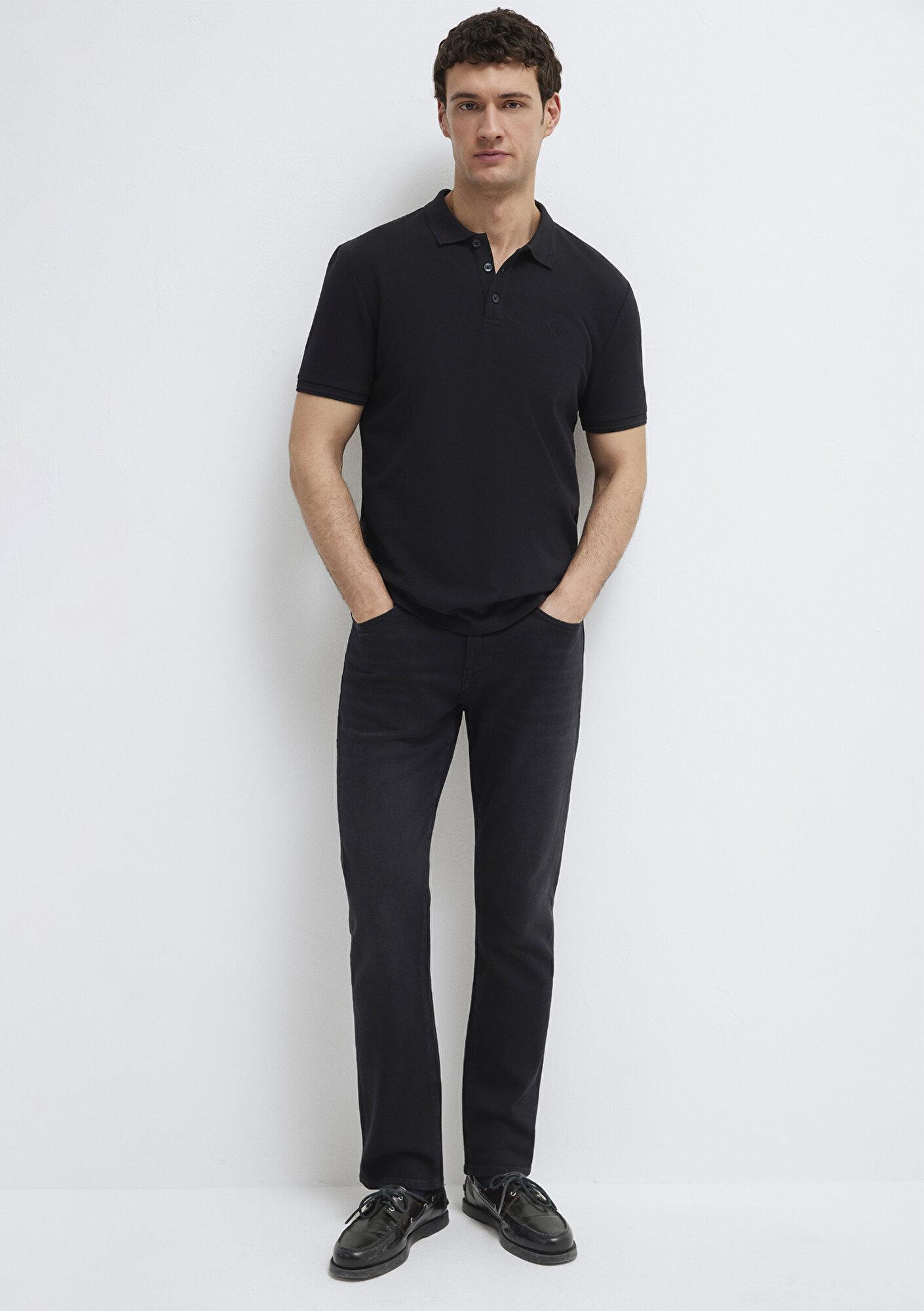 Mavi Siyah Polo Tişört Slim Fit / Dar Kesim 064946-21842