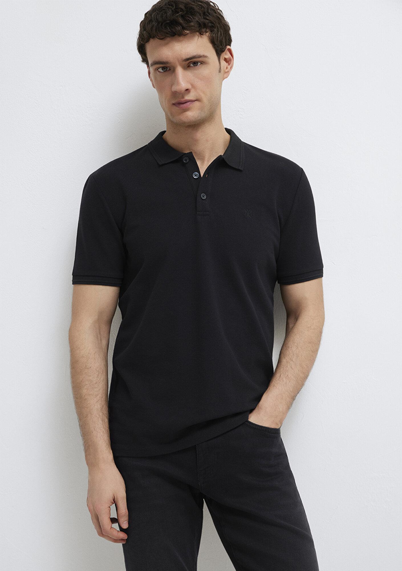Mavi Siyah Polo Tişört Slim Fit / Dar Kesim 064946-21842